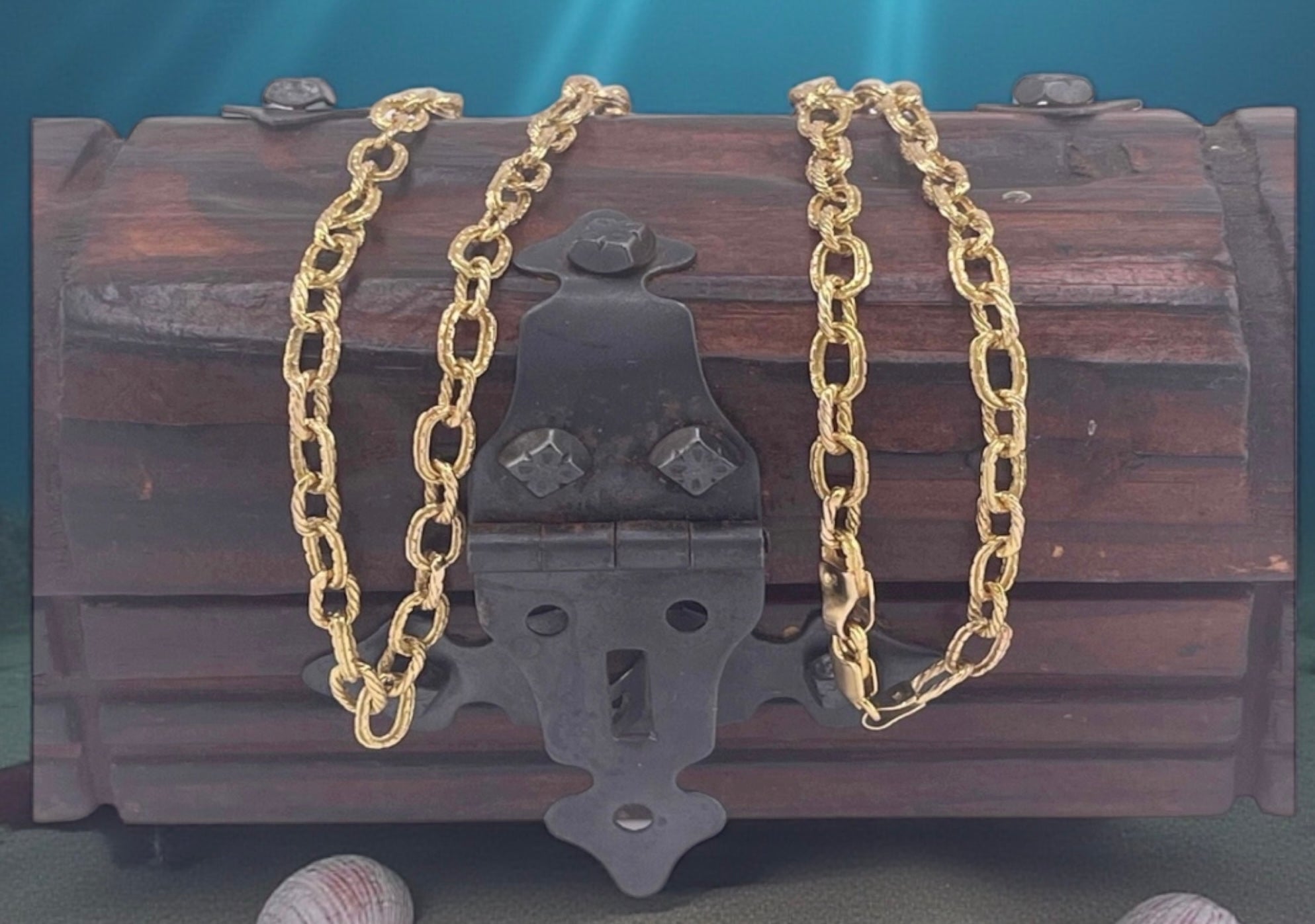 14K SOLID REAL GOLD HANDMADE MONEY CHAIN 5MM