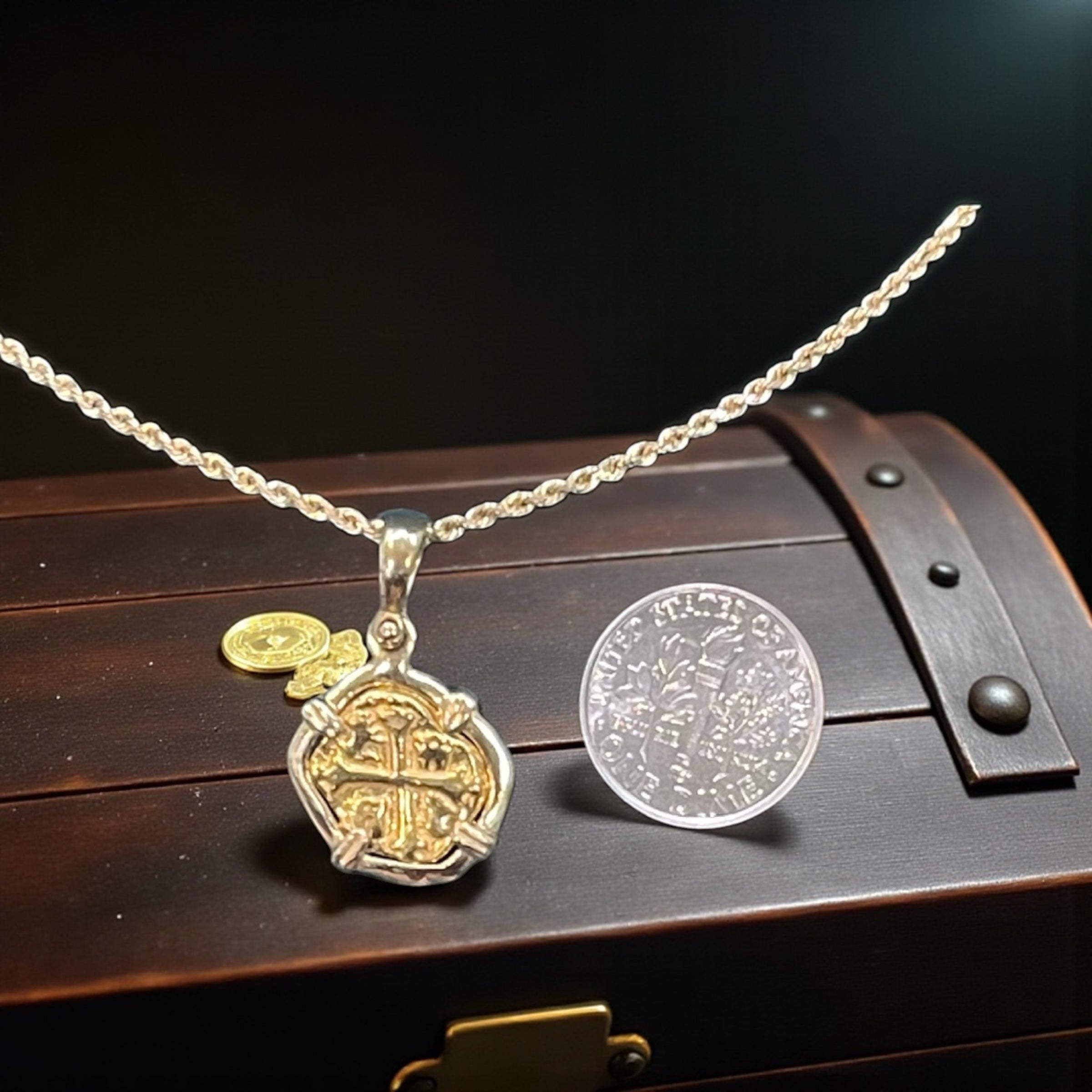 ATOCHA SHIPWRECK GOLD MINI COIN PENDANT HANDMADE WITH 14k SOLID GOLD