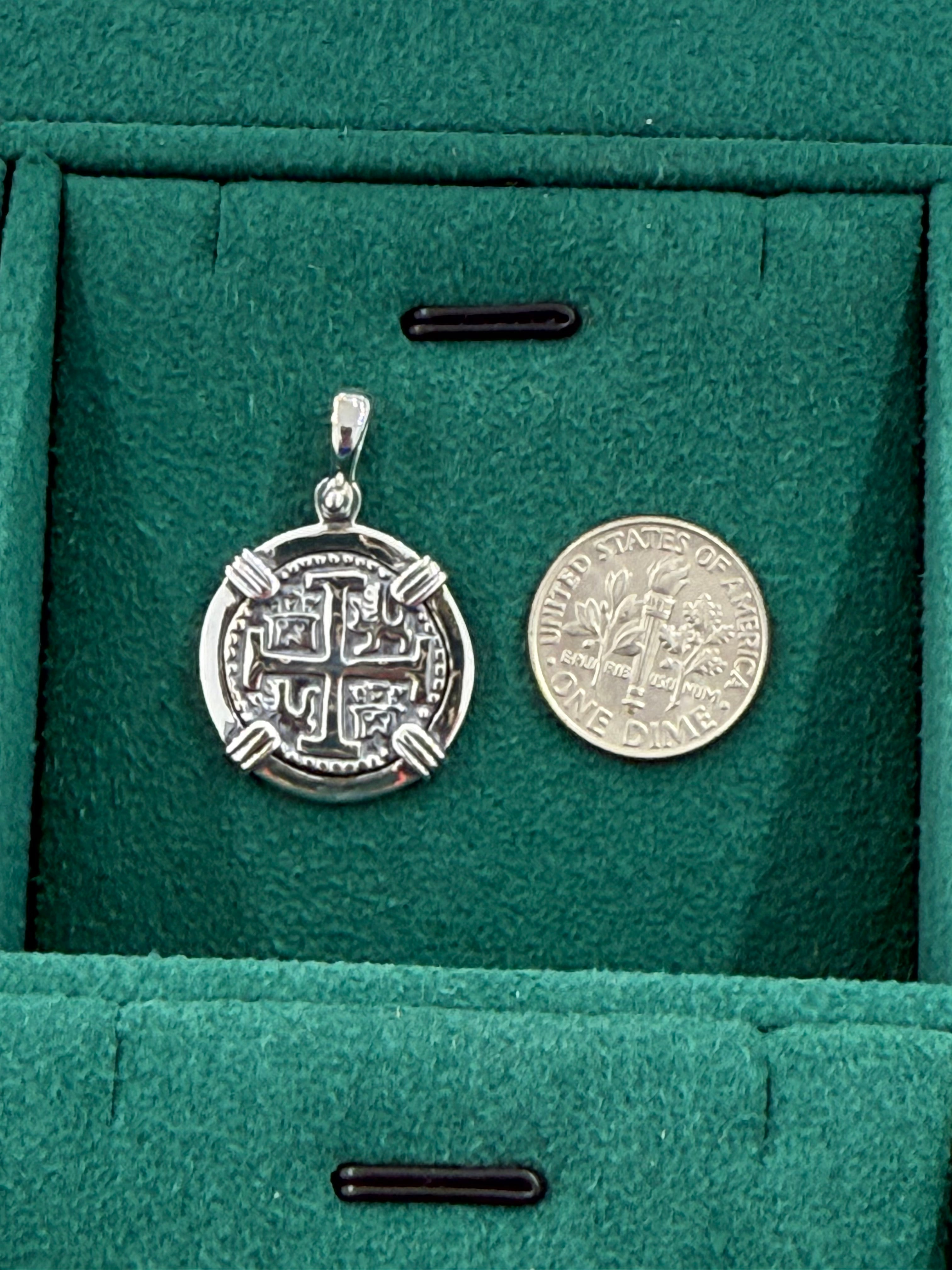 ATOCHA SOLID SILVER COIN PENDANT DIME SIZE