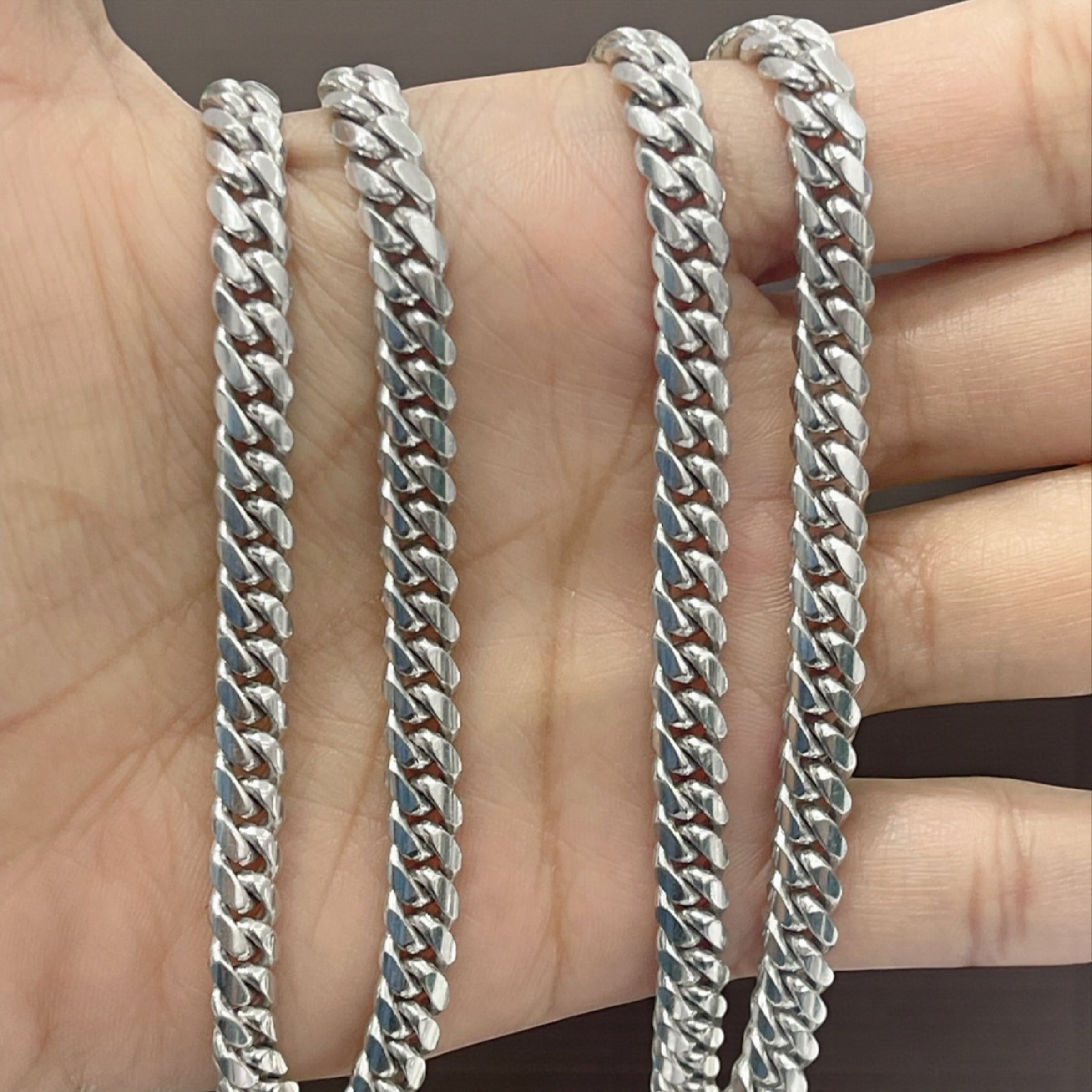 14K REAL SOLID WHITE GOLD HEAVY CUBAN LINK CHAIN 5.5MM