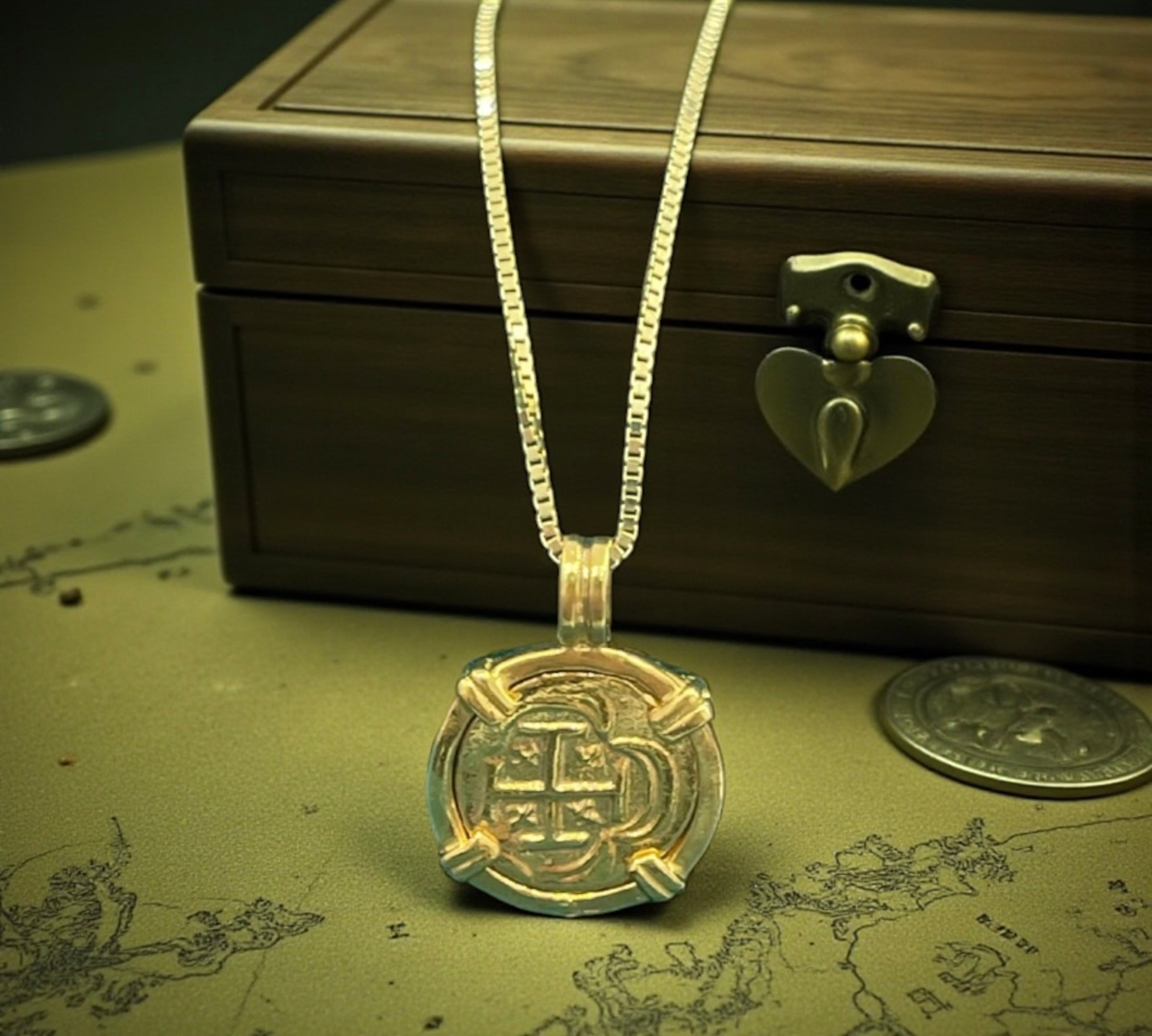 14k real gold mini shipwreck treasure gold coin pendant