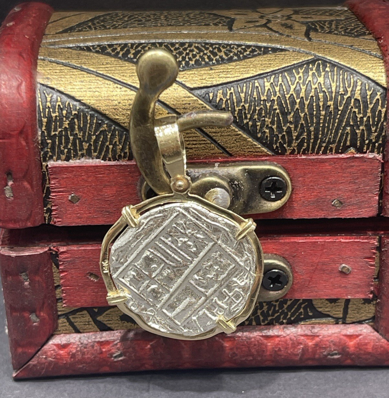 Replica ATOCHA Silver Coin Pendant In 14k Gold Bezel Handmade From Atocha Silver