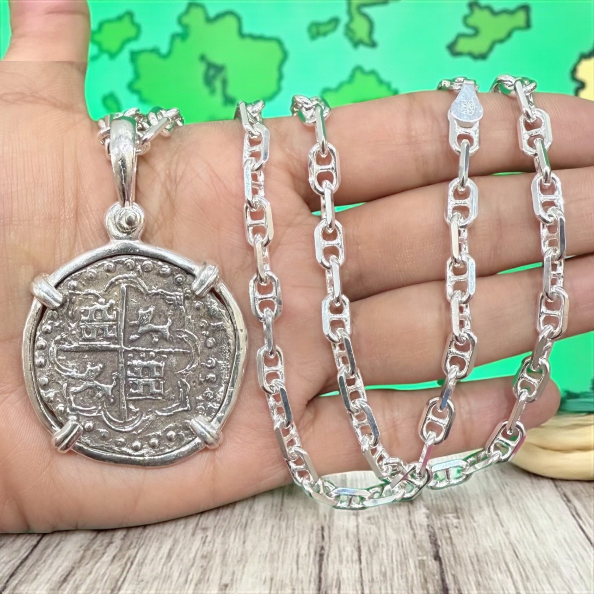 ATOCHA SOLID SILVER COIN PENDANT LARGE SIZE