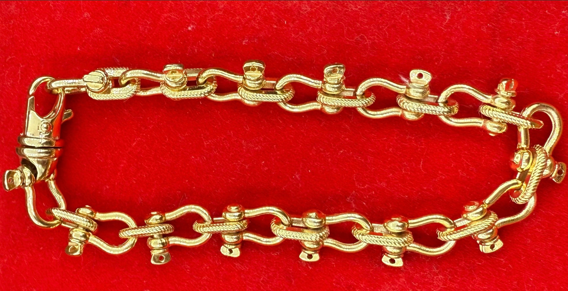 14k solid real gold heavy handmade shackle link bracelet 9.5mm
