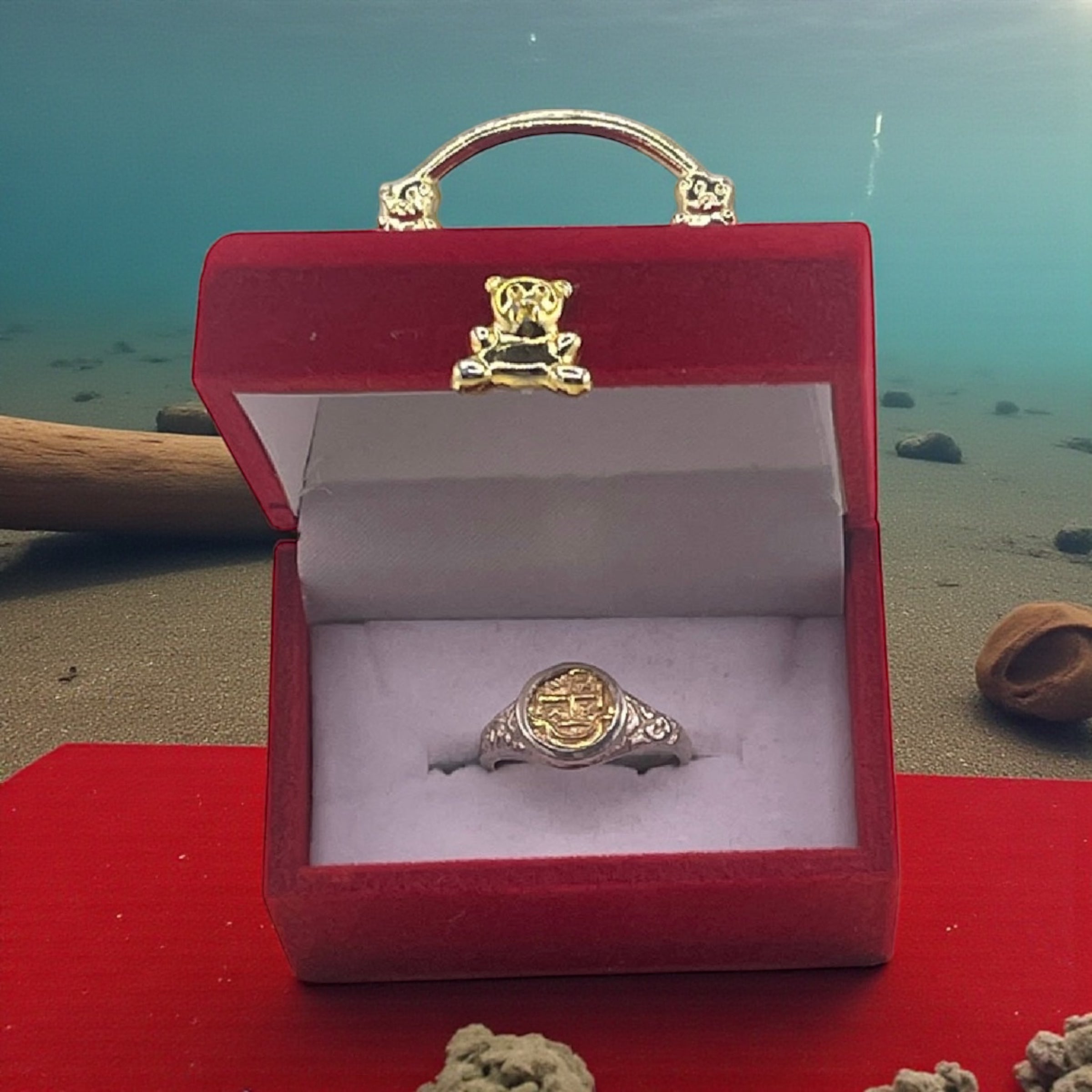 NUESTRA SENORA DE ATOCHA SILVER AND GOLD MINI COIN RING