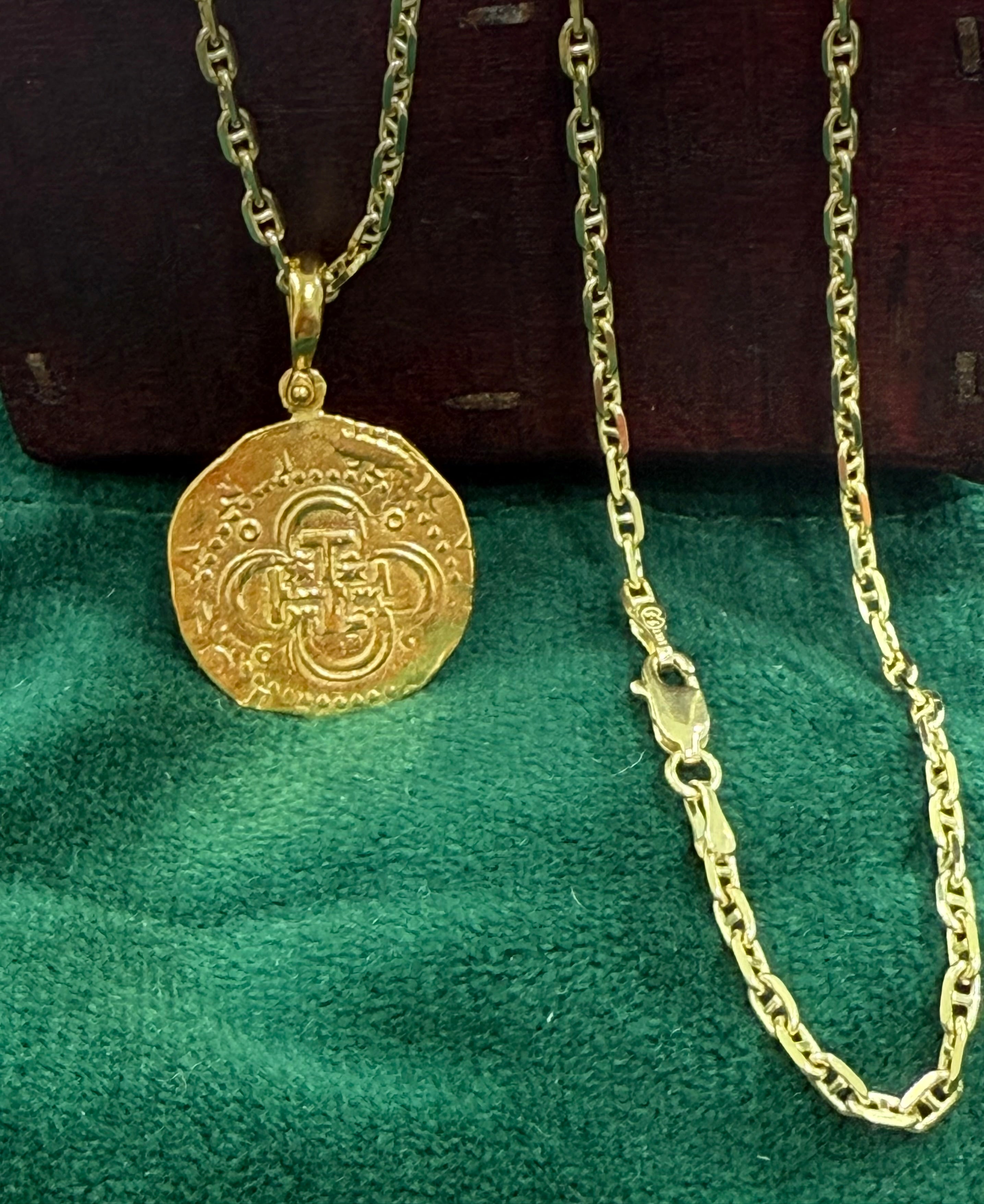 ATOCHA SHIPWRECK GOLD COIN PENDANT HANDMADE WITH 14k SOLID GOLD