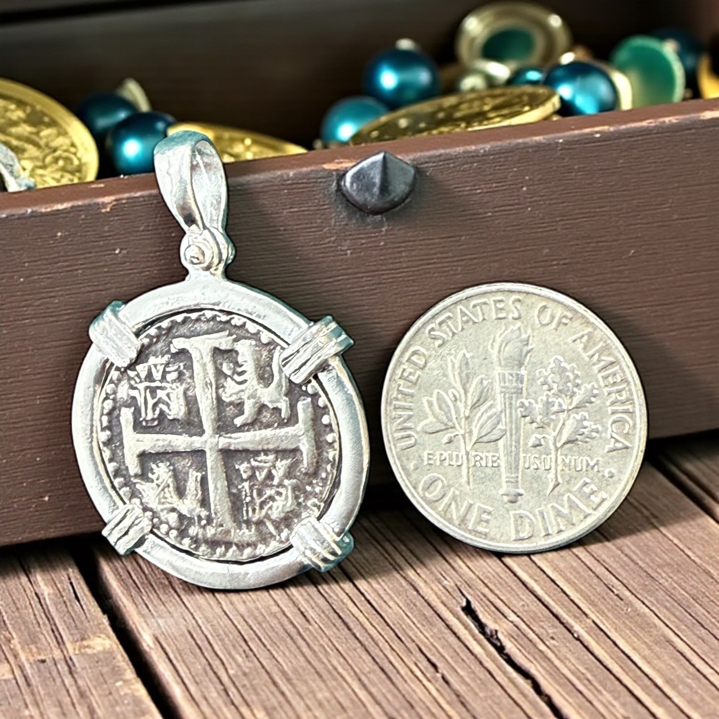 NUESTRA SENORA DE ATOCHA SOLID SILVER COIN PENDANT