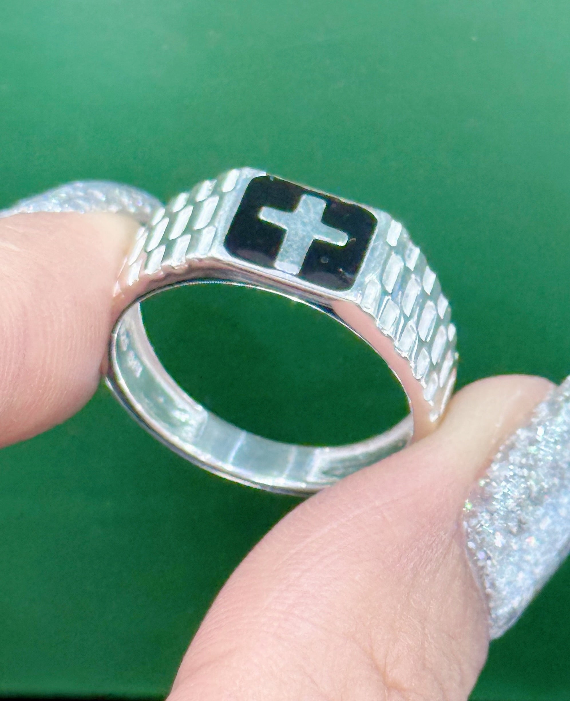 925 Sterling Silver Cross man’s ring