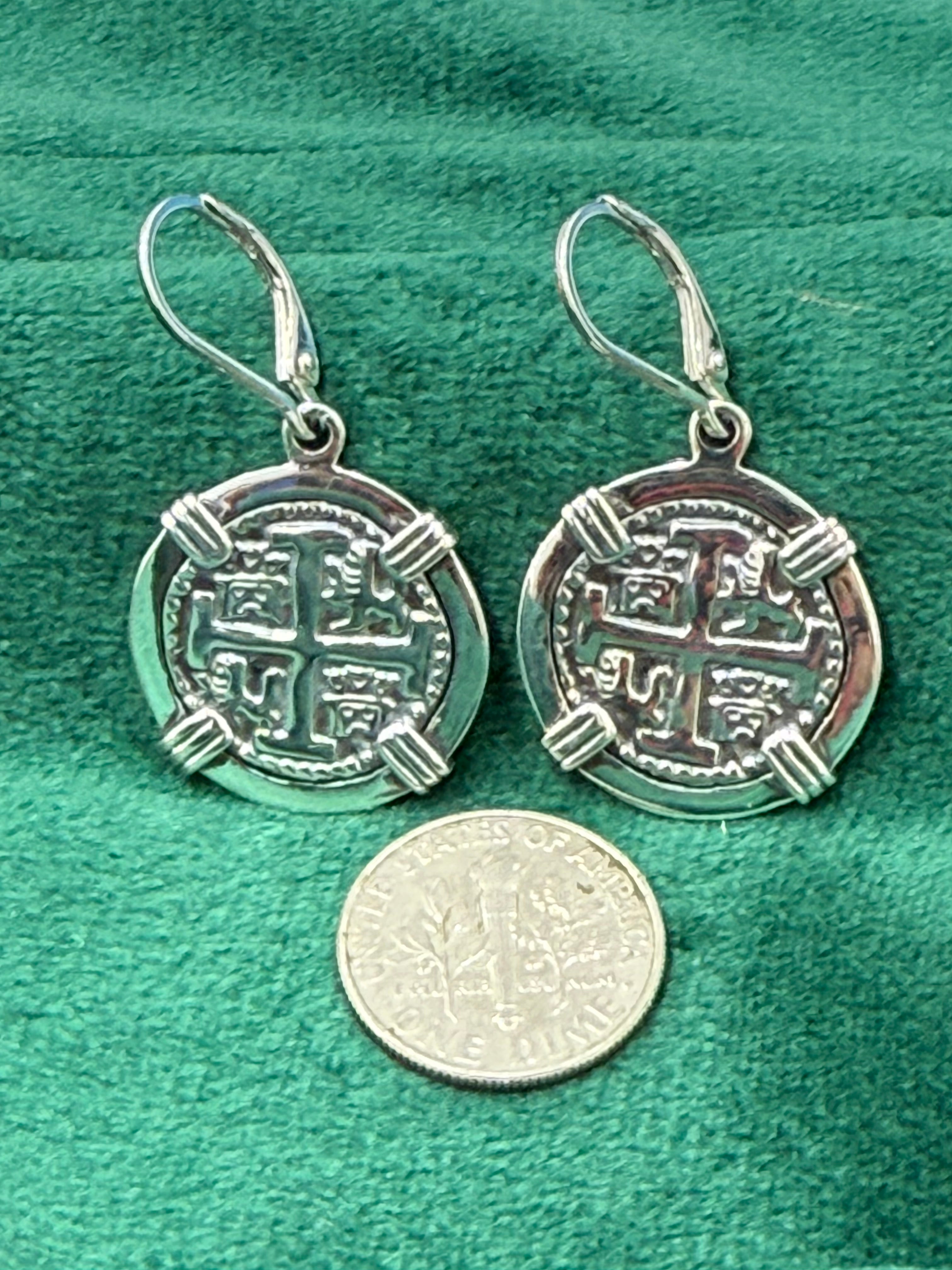 ATOCHA SILVER MINI COIN EARRINGS DIME SIZE