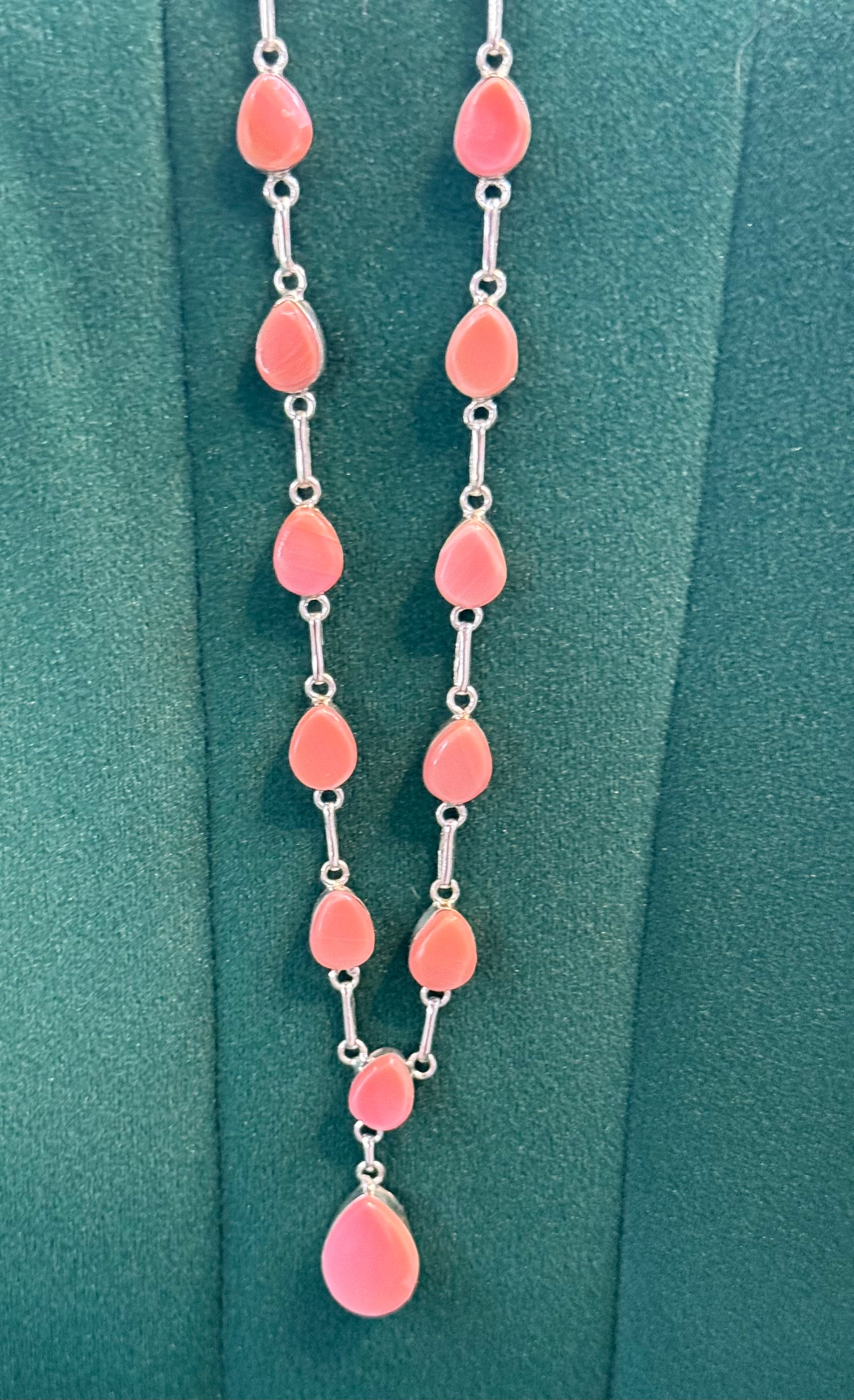 Handmade Pink Larimar Tear Drop style Necklace