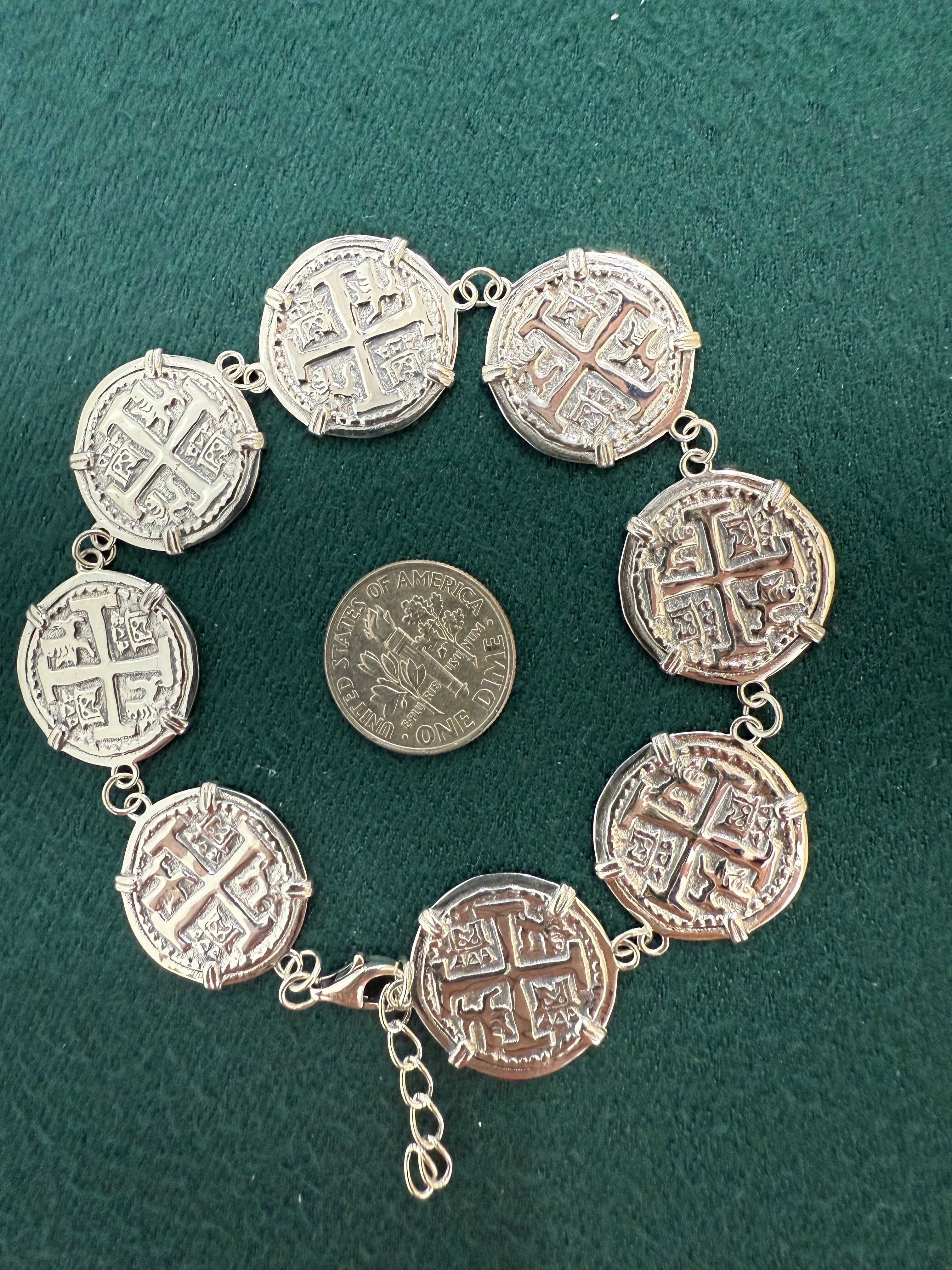 BEAUTIFUL ATOCHA SILVER COIN BRACELET