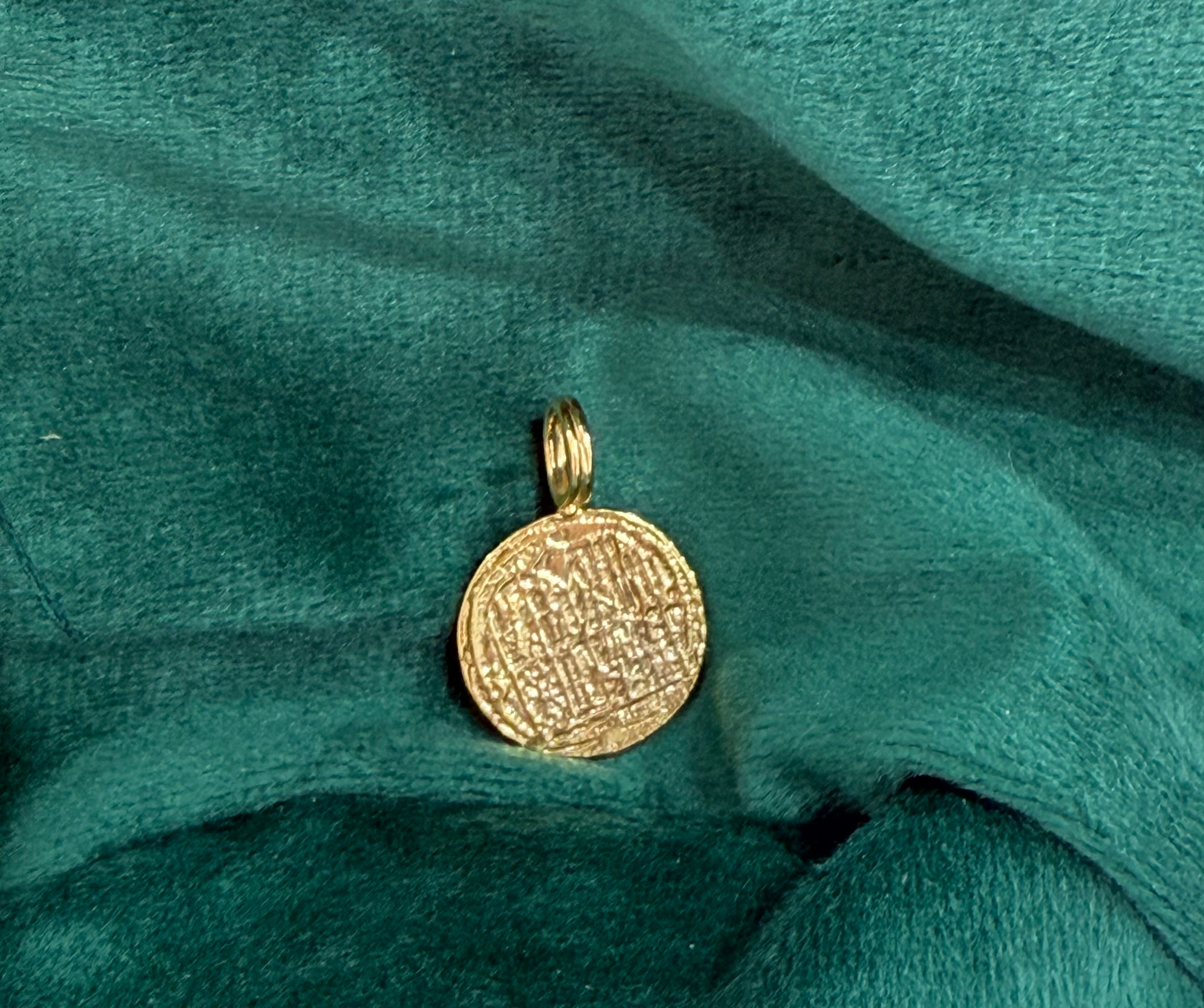 DIME SIZE ATOCHA SHIPWRECK GOLD COIN PENDANT HANDMADE WITH 14K REAL GOLD