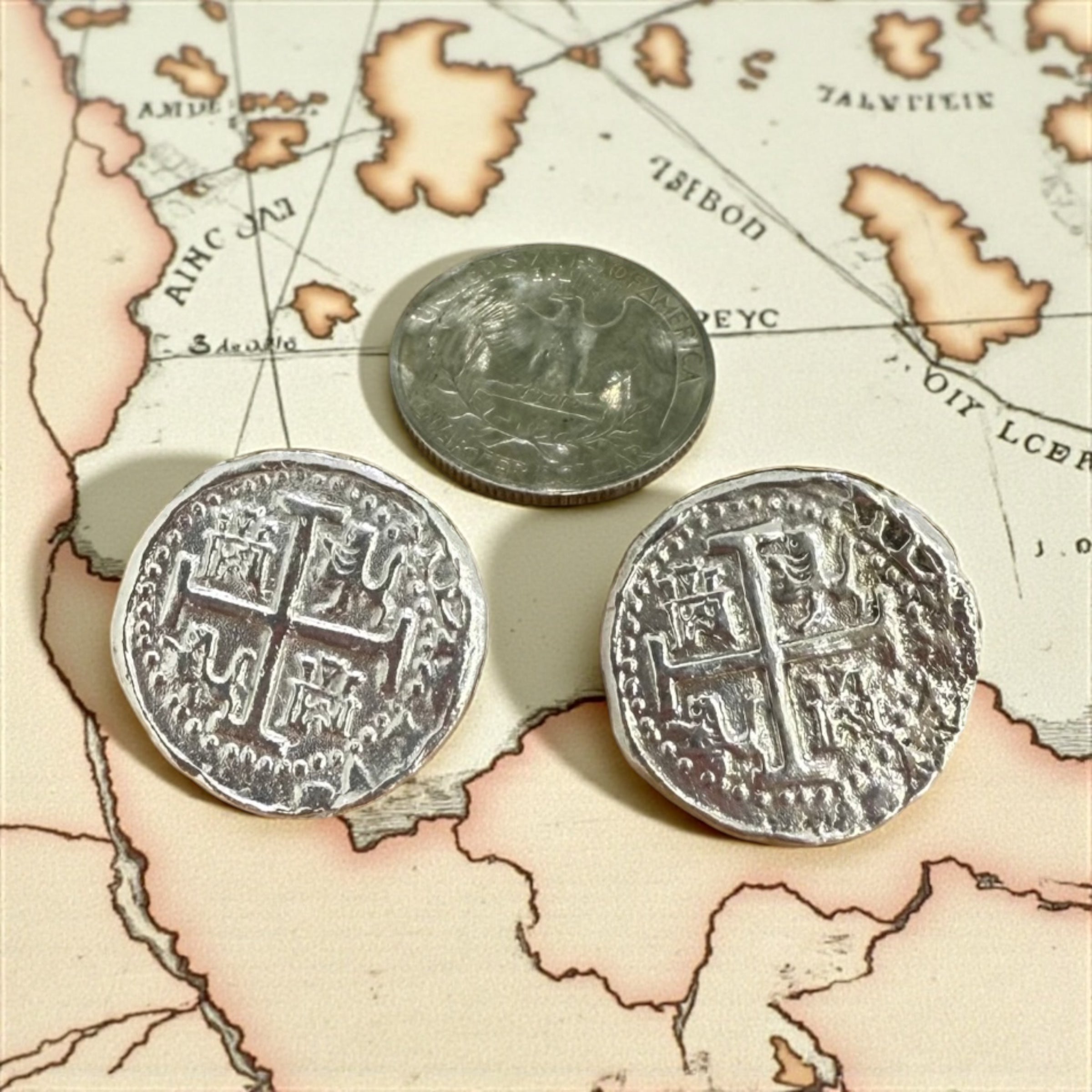 ATOCHA SILVER COCKTAIL COIN EARRINGS 23MM