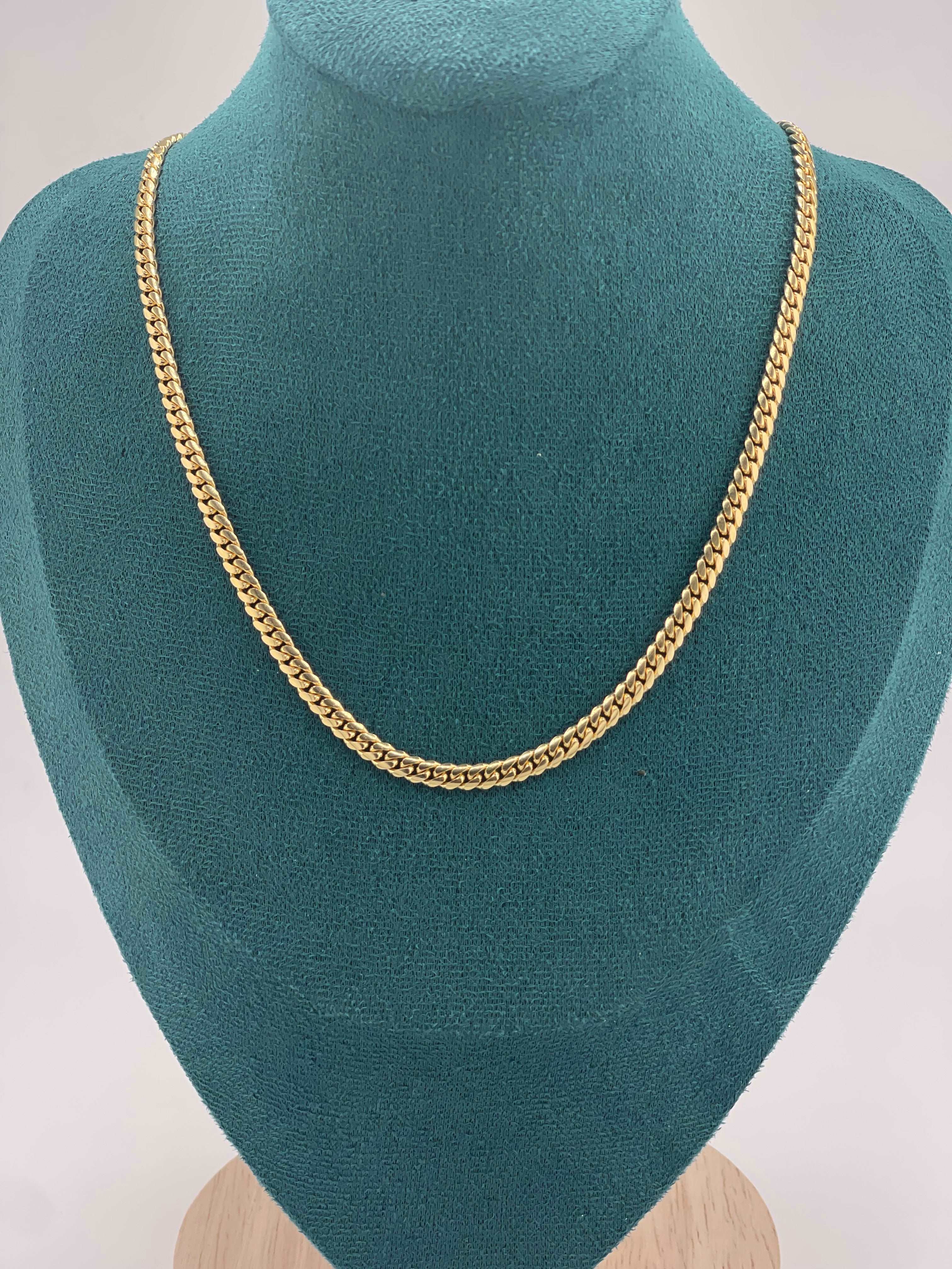 14K SOLID REAL GOLD BEAUTIFUL CUBAN LINK CHAIN 4MM