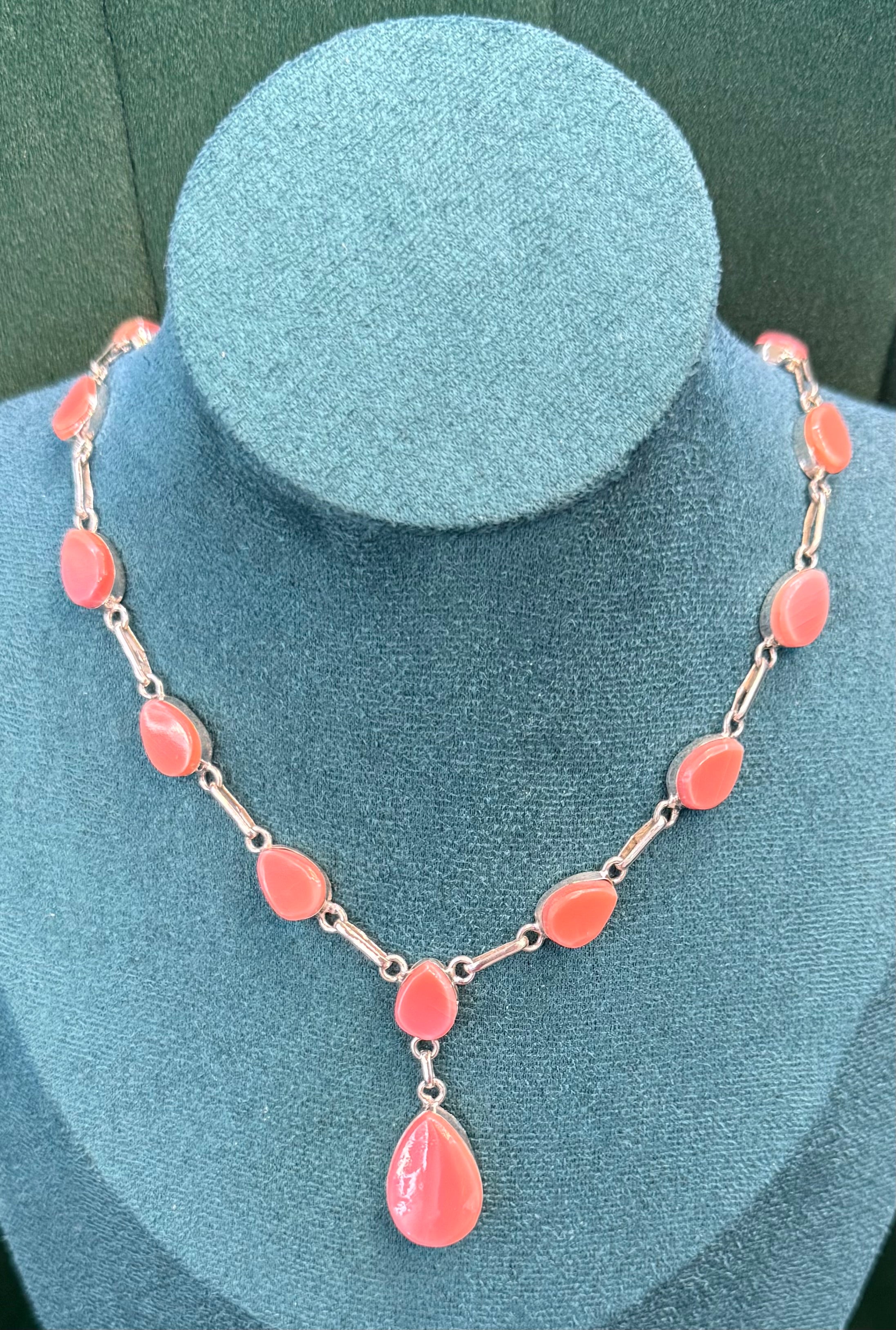 Handmade Pink Larimar Tear Drop style Necklace