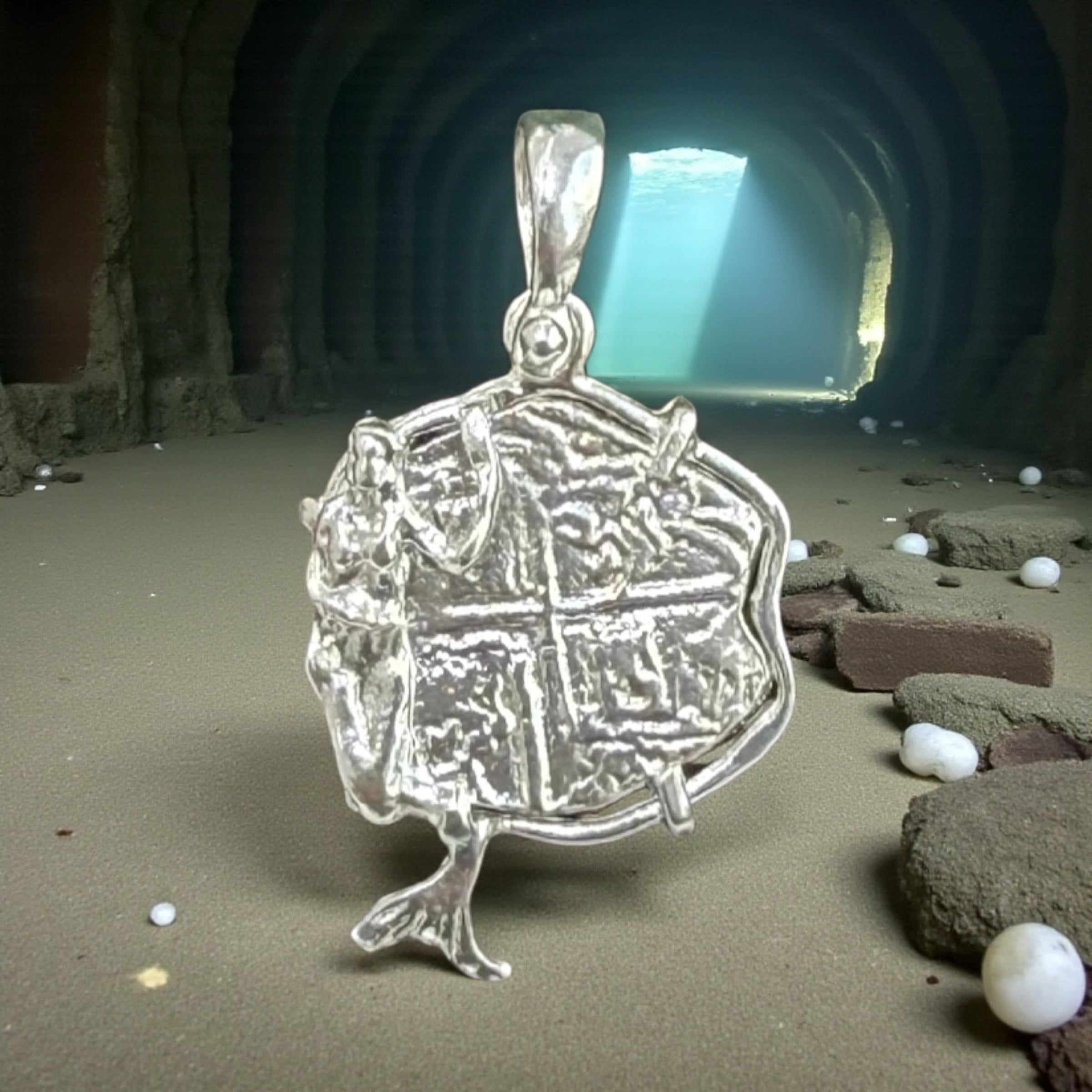 ATOCHA SHIPWRECK SILVER COIN PENDANT IN MERMAID BEZEL