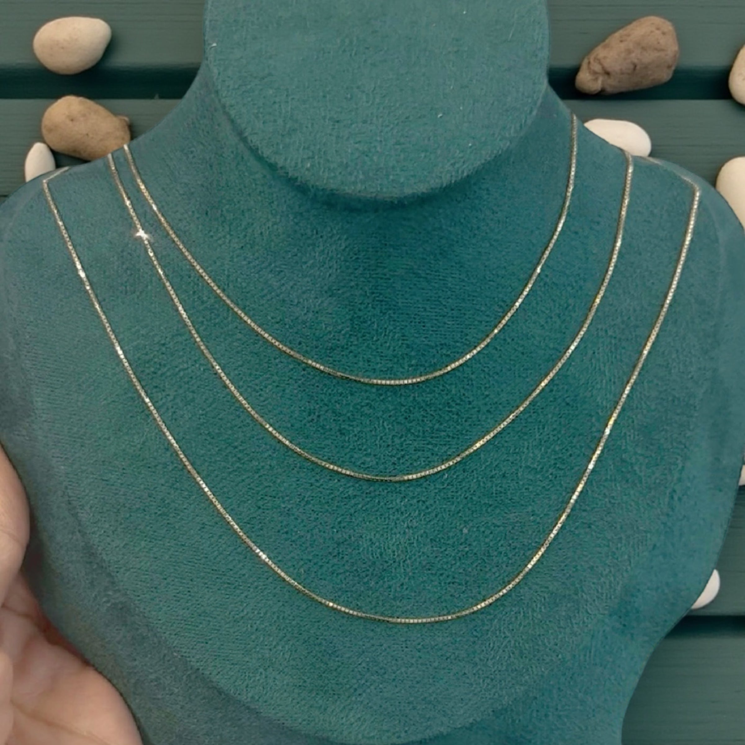 14K REAL GOLD BEAUTIFUL FINE BOX CHAIN 0.6MM SOLD PER PIECE