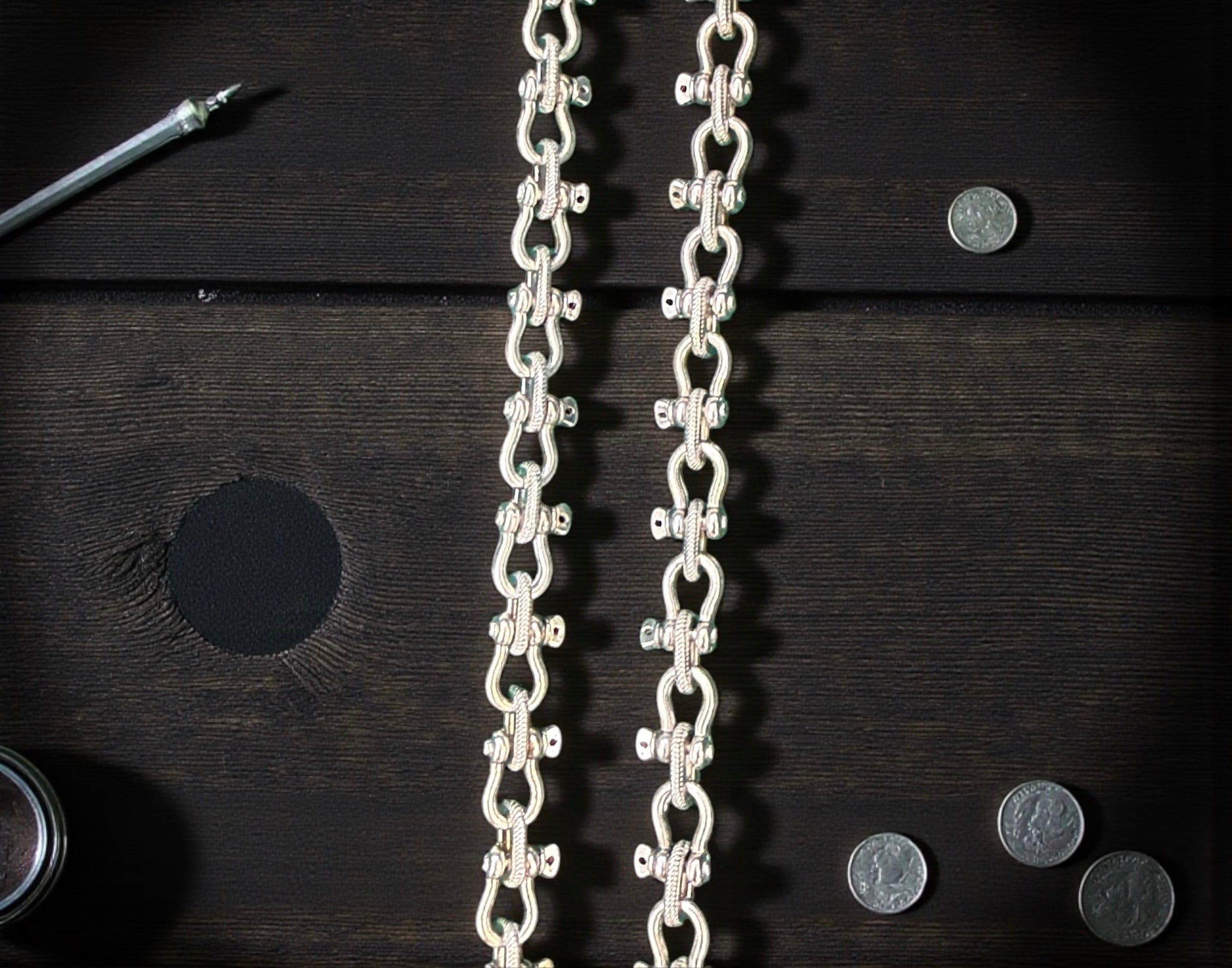 HEAVY HANDMADE 925 STERLING SILVER SHACKLE LINK CHAIN 7MM