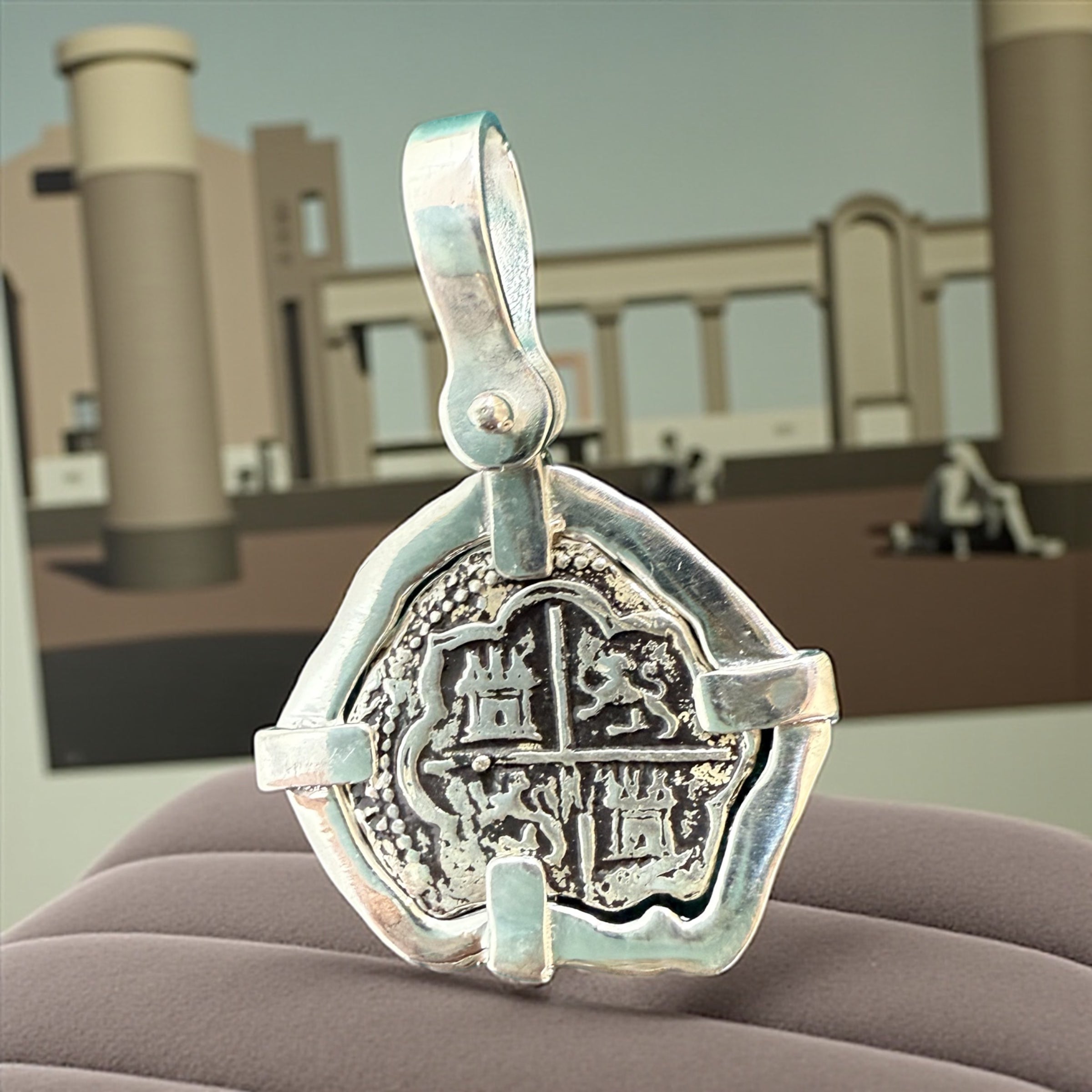ATOCHA SOLID SILVER COIN PENDANT QUARTER SIZE