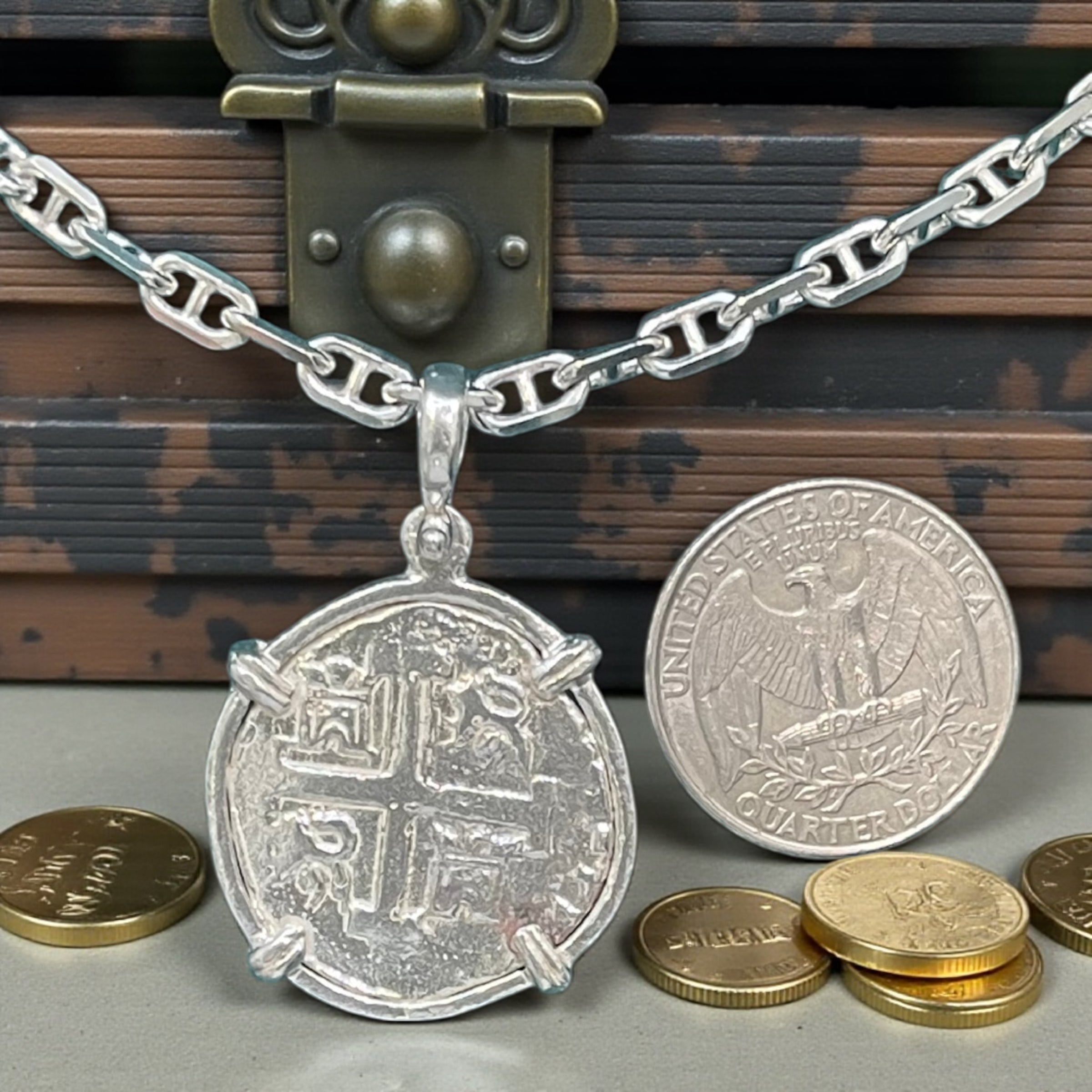 NUESTRA SENORA DE ATOCHA SOLID SILVER COIN PENDANT