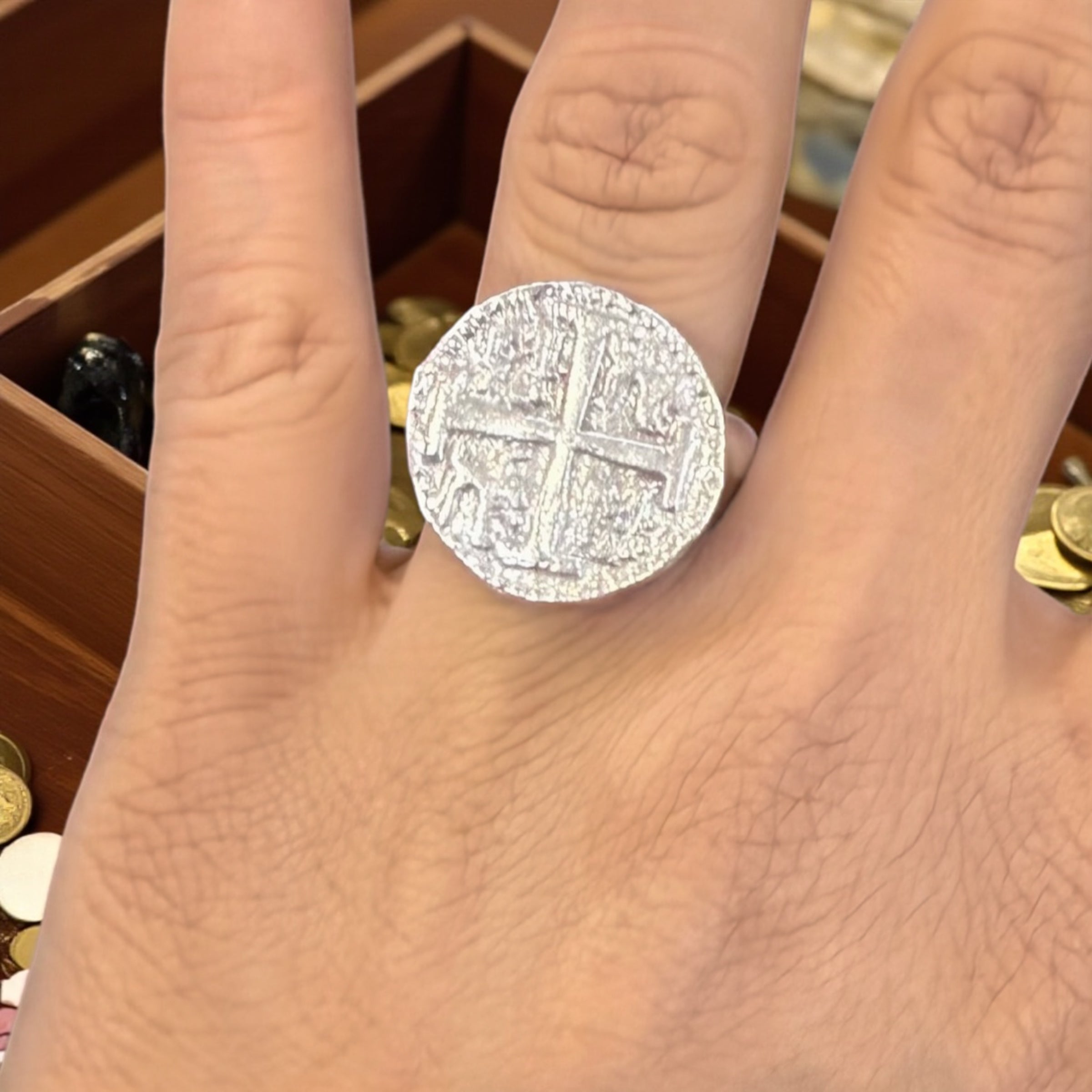 ATOCHA SILVER COIN RING