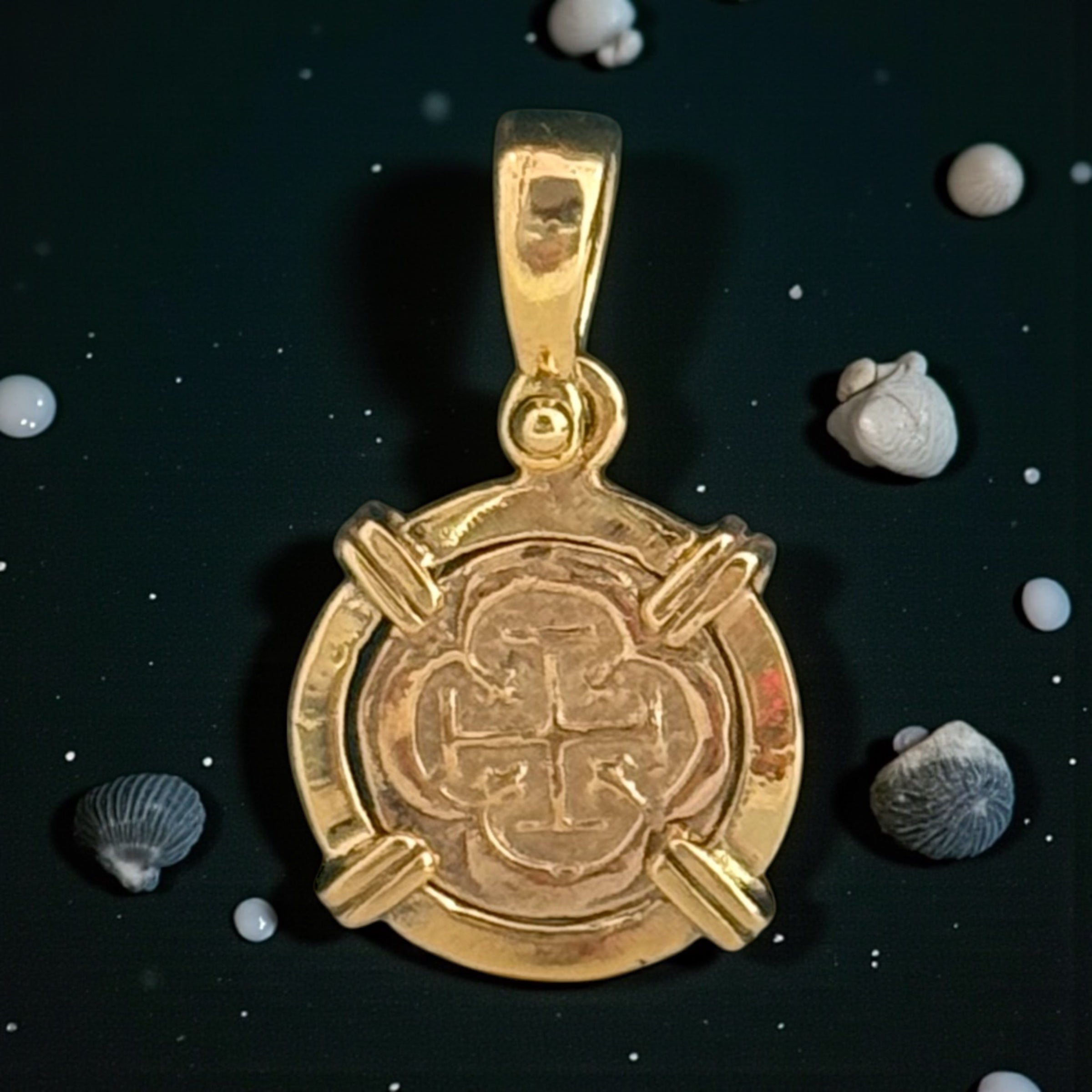 MUSEUM QUALITY ATOCHA SHIPWRECK MINI GOLD COIN PENDANT HANDMADE WITH 14k SOLID GOLD 13MM