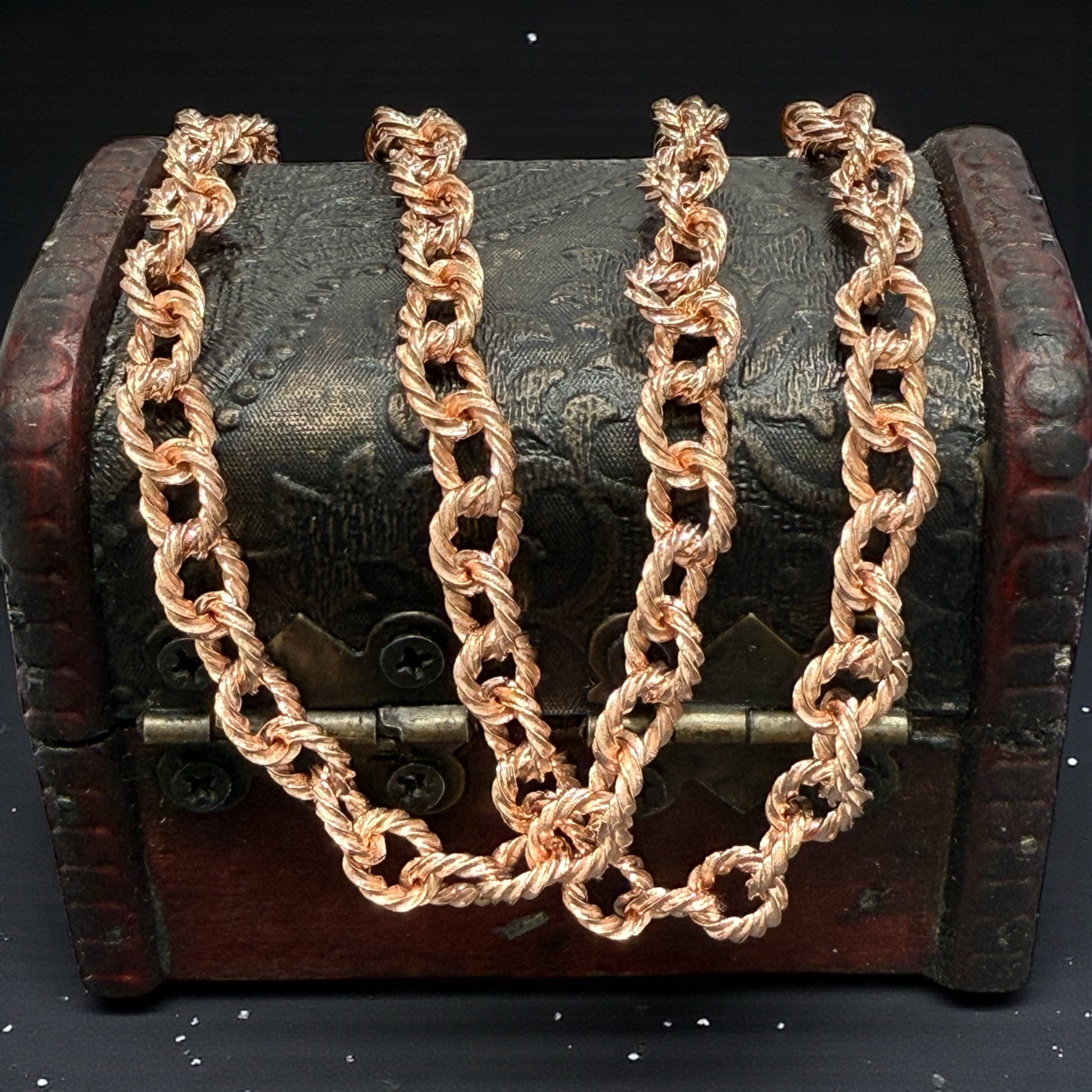 MONEY CHAIN 925 solid sterling silver rose gold 7mm 20” long