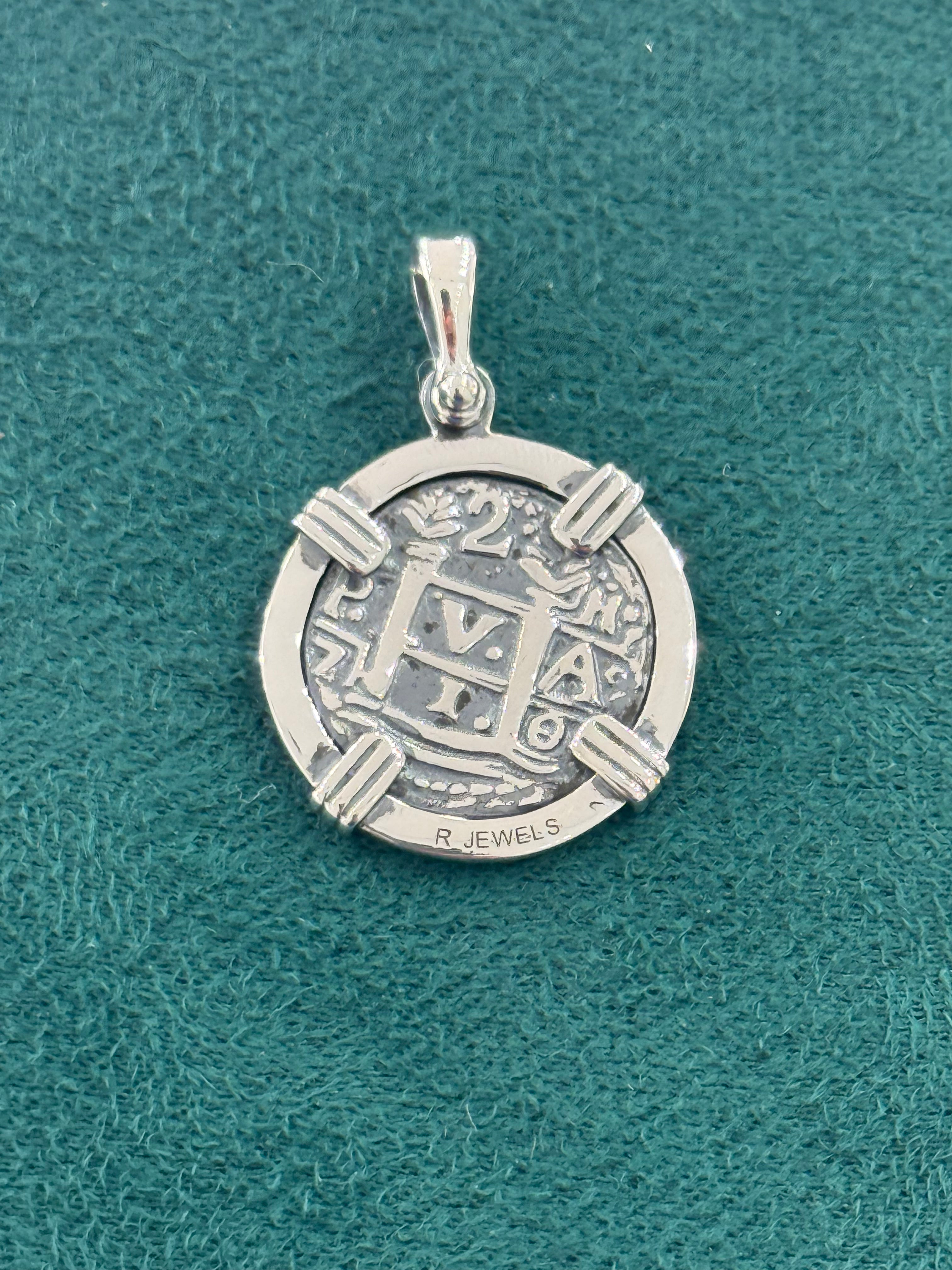 ATOCHA SOLID SILVER COIN PENDANT DIME SIZE