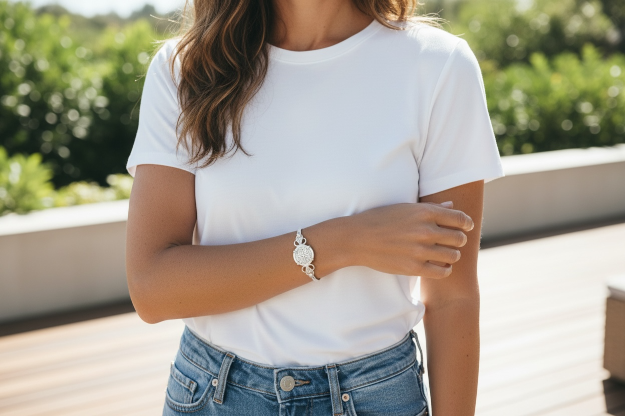 NUESTRA SENORA DE ATOCHA SOLID SILVER COIN BANGLE