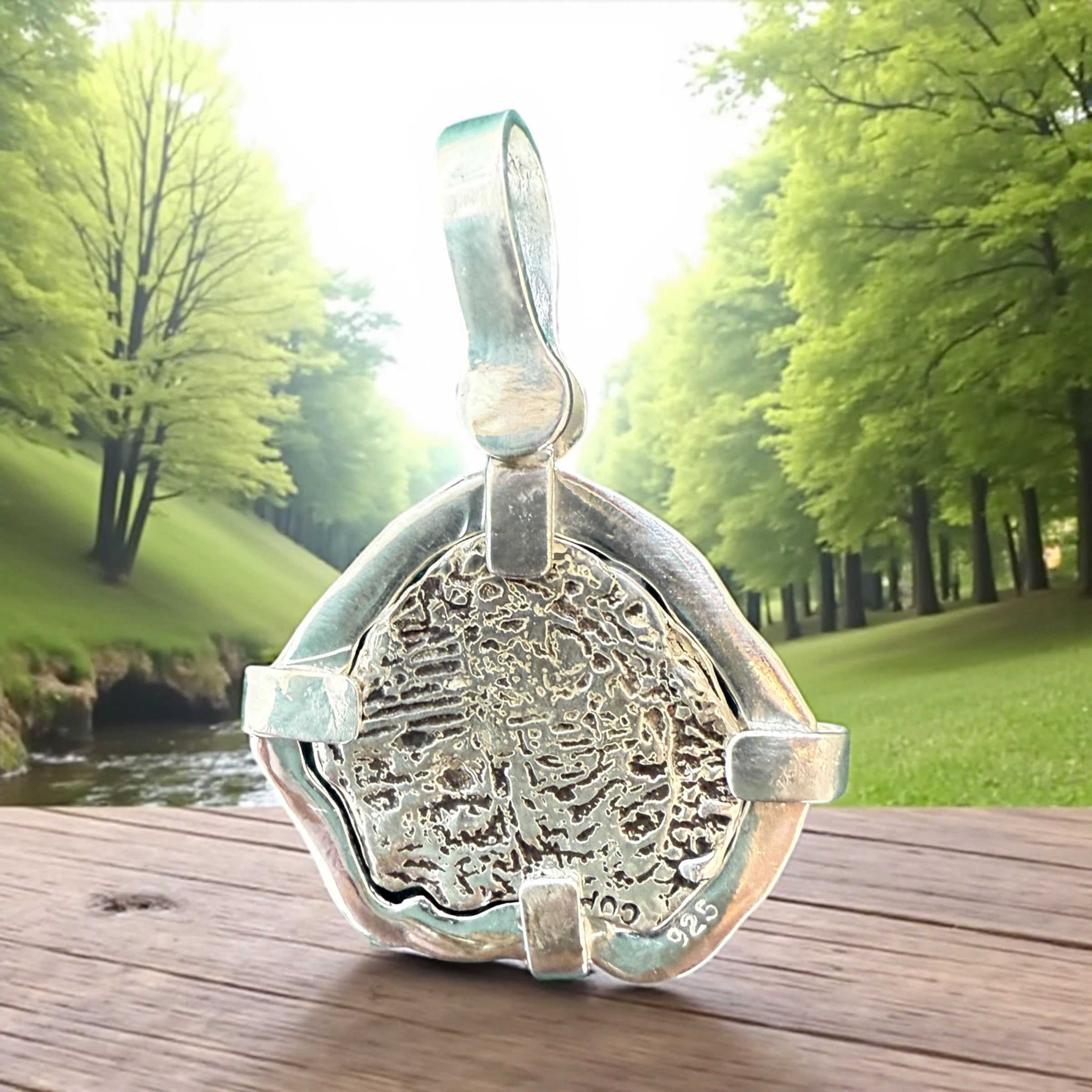 ATOCHA SOLID SILVER COIN PENDANT QUARTER SIZE