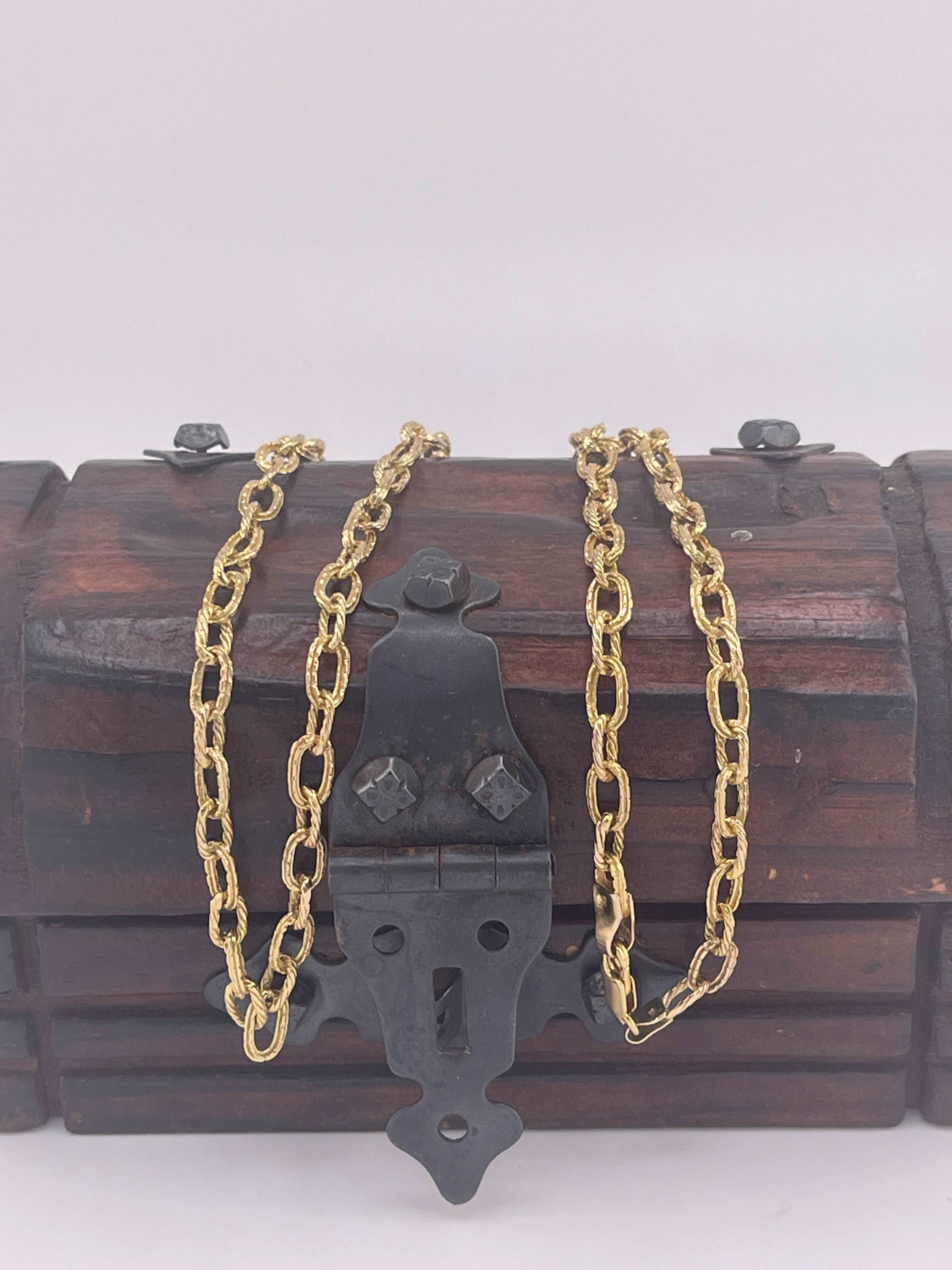14K SOLID REAL GOLD HANDMADE MONEY CHAIN 5MM