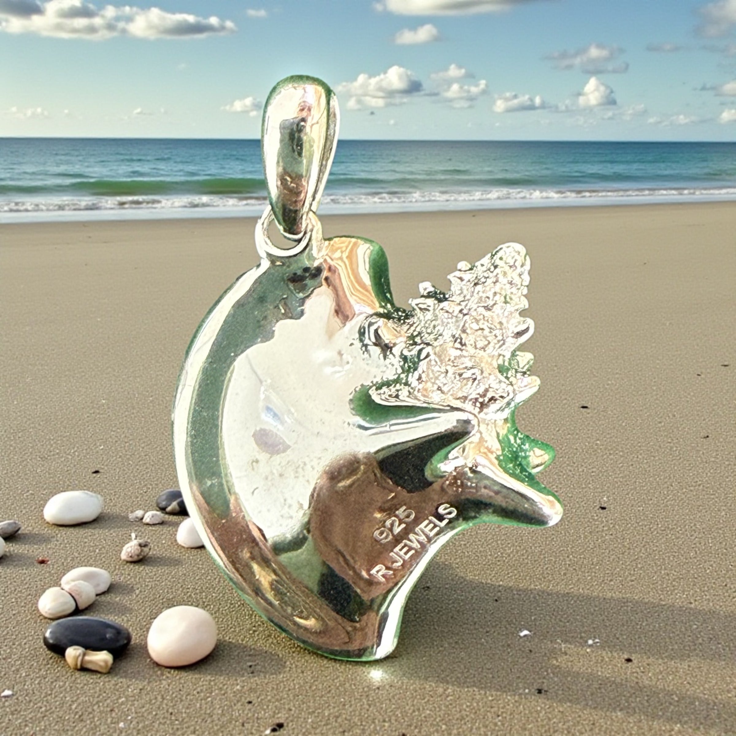 925 sterling silver handmade conch shell pendant
