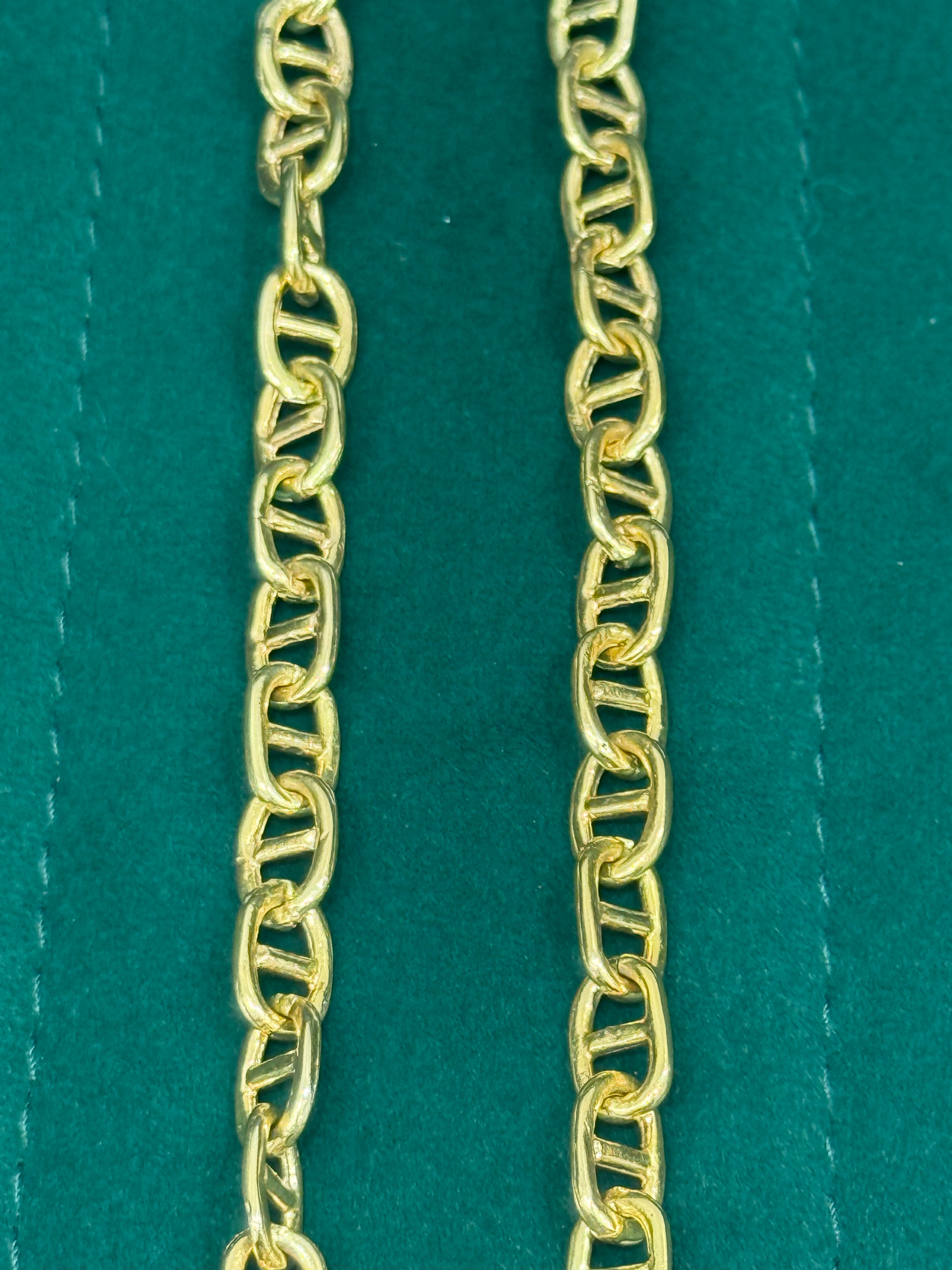 14k solid real gold handmade rounded anchor link chain 7.5mm