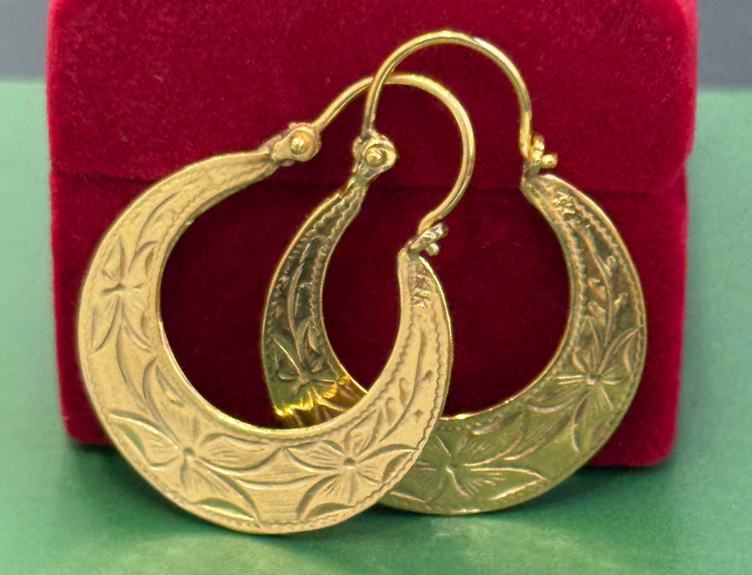 14K REAL SOLID GOLD HANDMADE CUBAN HOOP EARRINGS