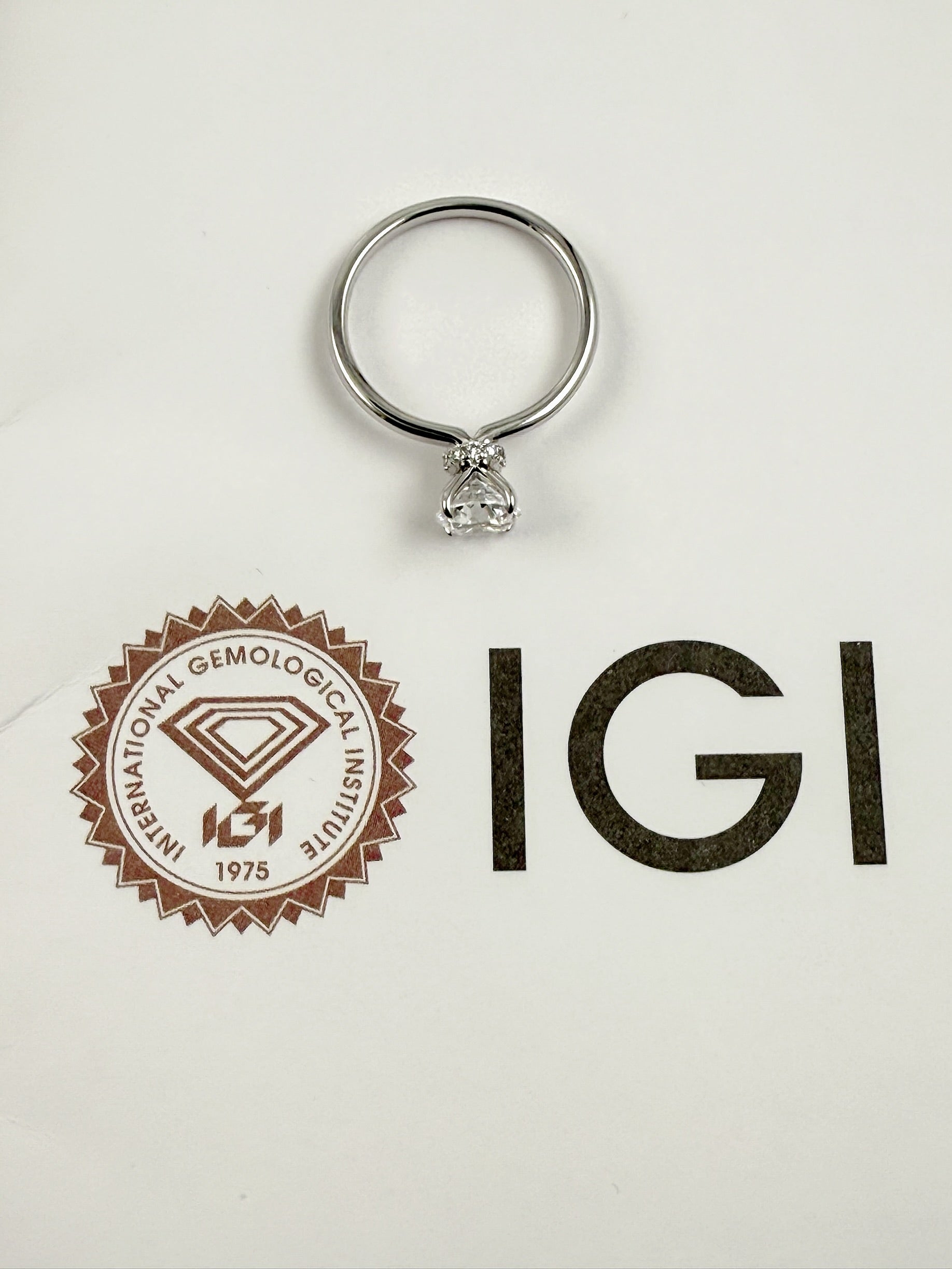 IGI CERTIFIED LAB GROWN DIAMOND RING 1CT VS 1 SET IN 14K SOLID WHITE REAL GOLD