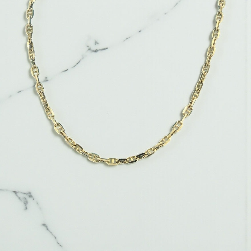 14K SOLID REAL GOLD BEAUTIFUL ANCHOR CHAIN 3MM