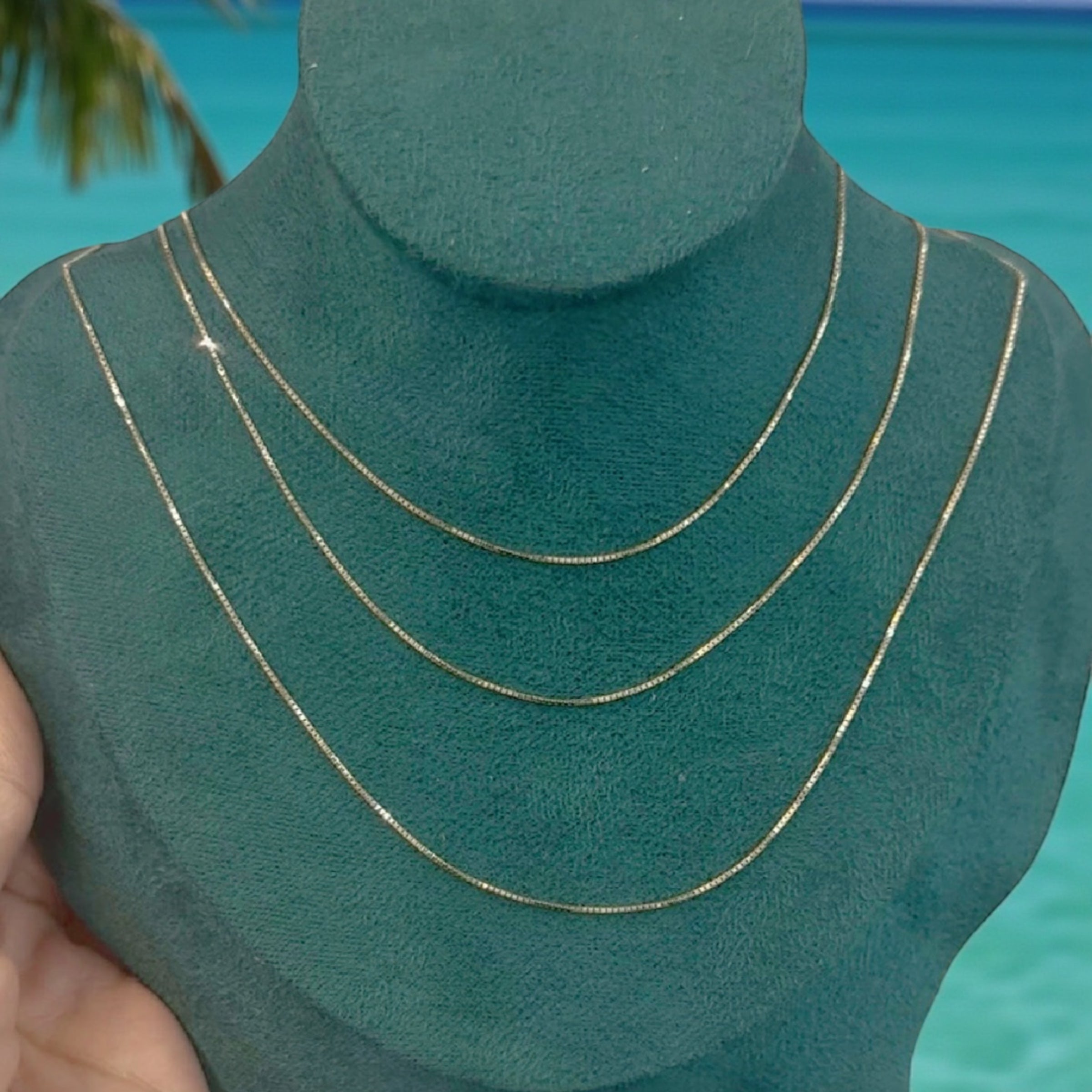 14K REAL GOLD BEAUTIFUL FINE BOX CHAIN 0.6MM SOLD PER PIECE