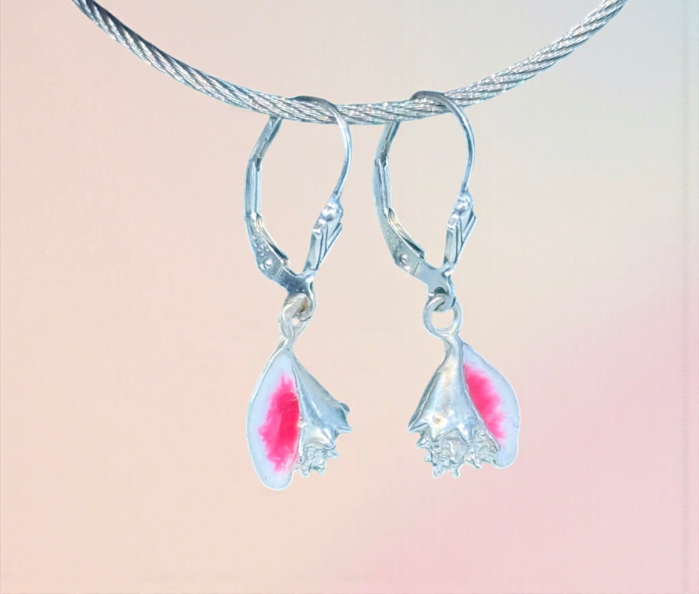 925 sterling silver handmade conch shell earrings