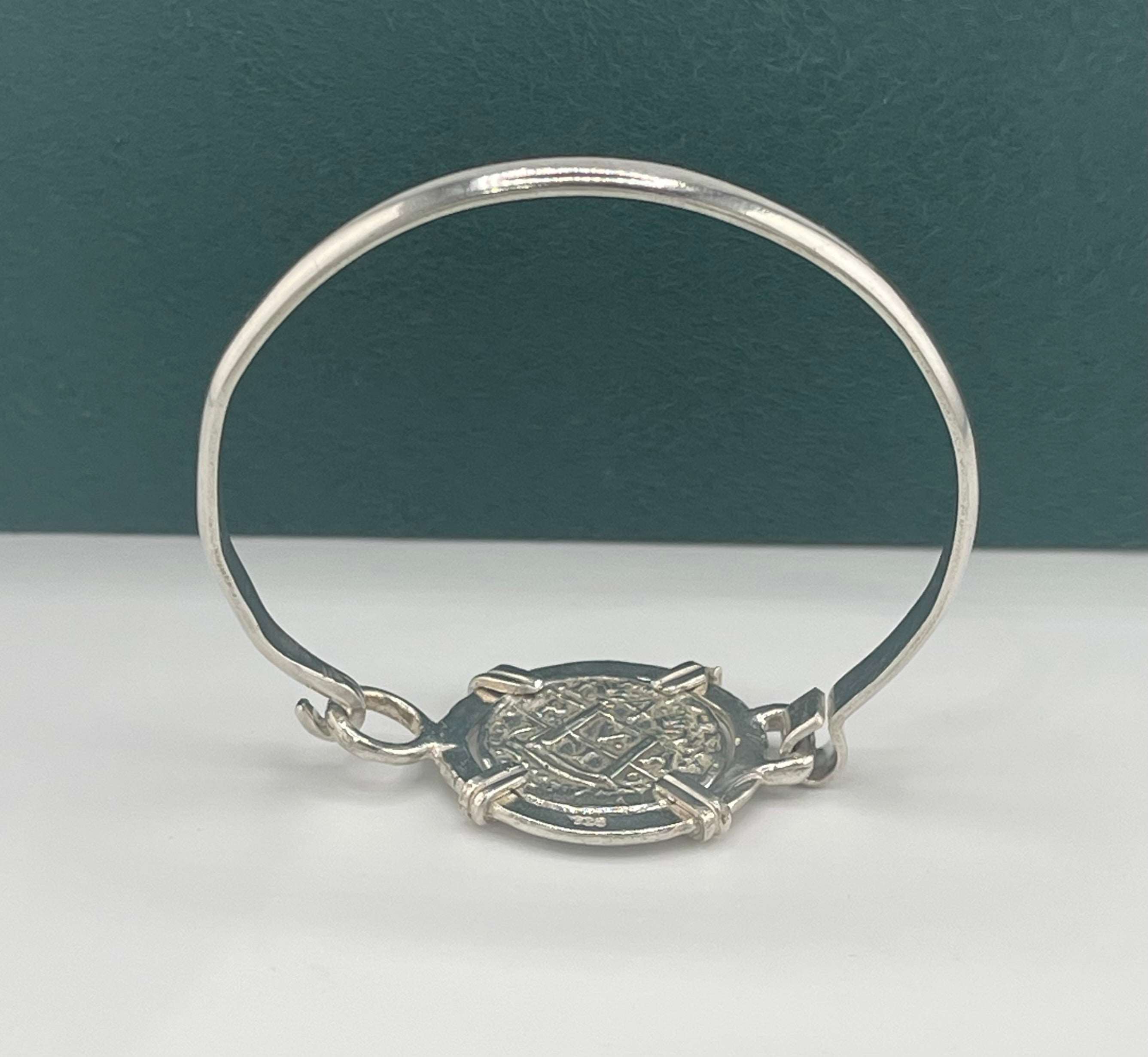 NUESTRA SENORA DE ATOCHA SOLID SILVER COIN BANGLE