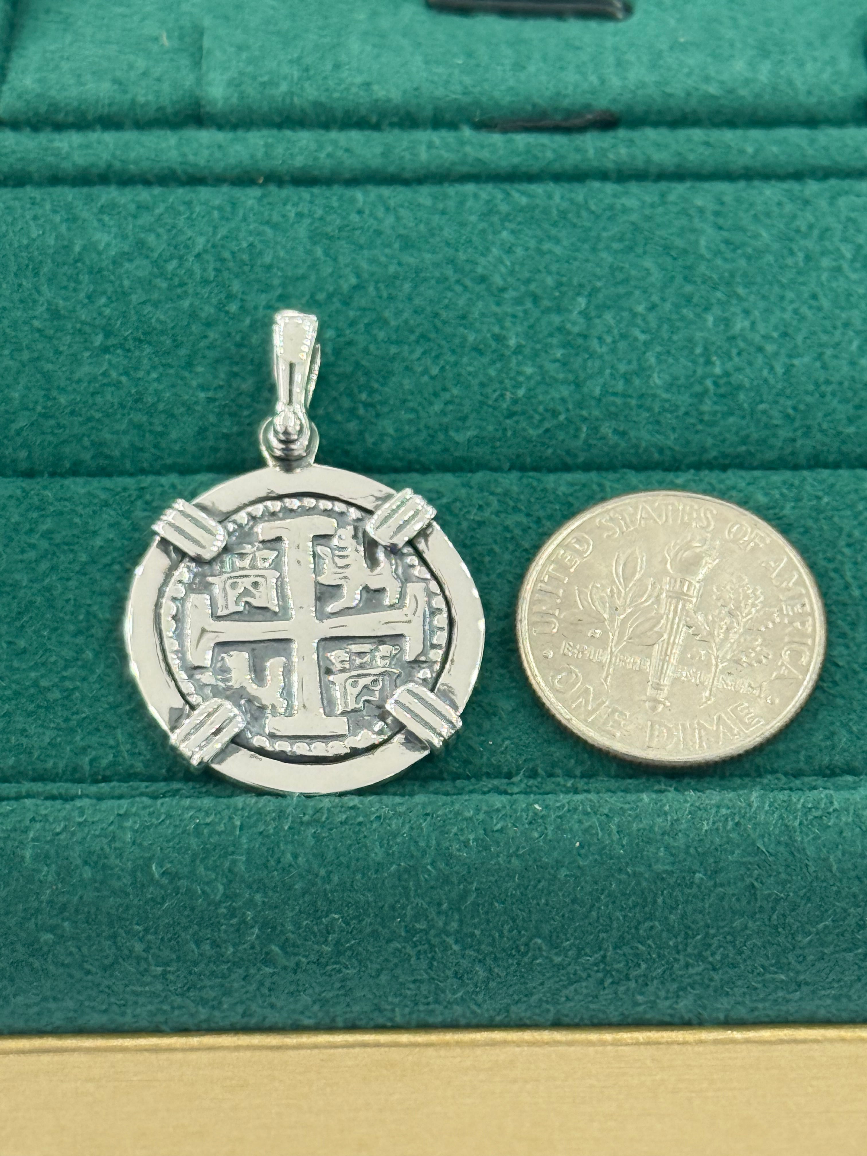 ATOCHA SOLID SILVER COIN PENDANT DIME SIZE