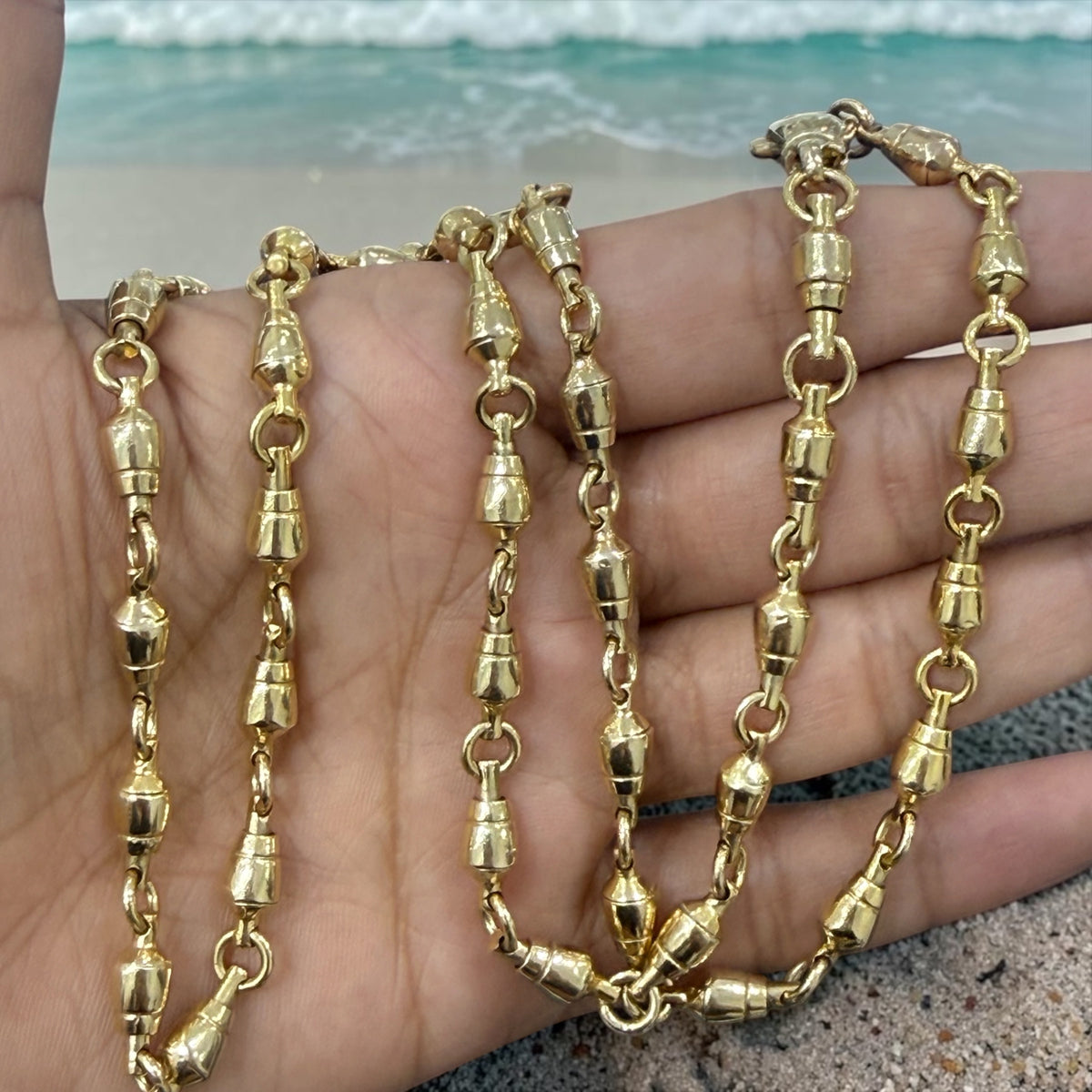 14k solid heavy gold handmade swivel chain 5mm