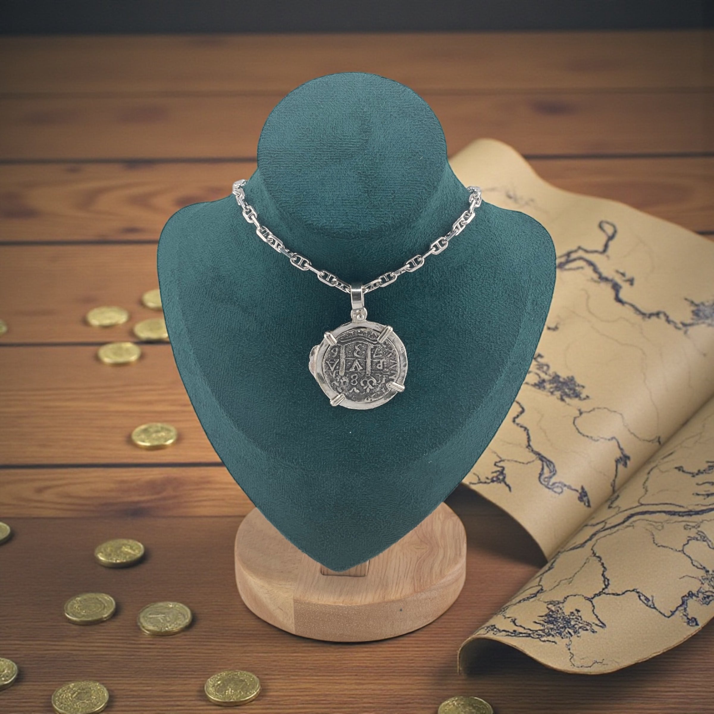 NUESTRA SENORA DE ATOCHA SOLID SILVER COIN PENDANT