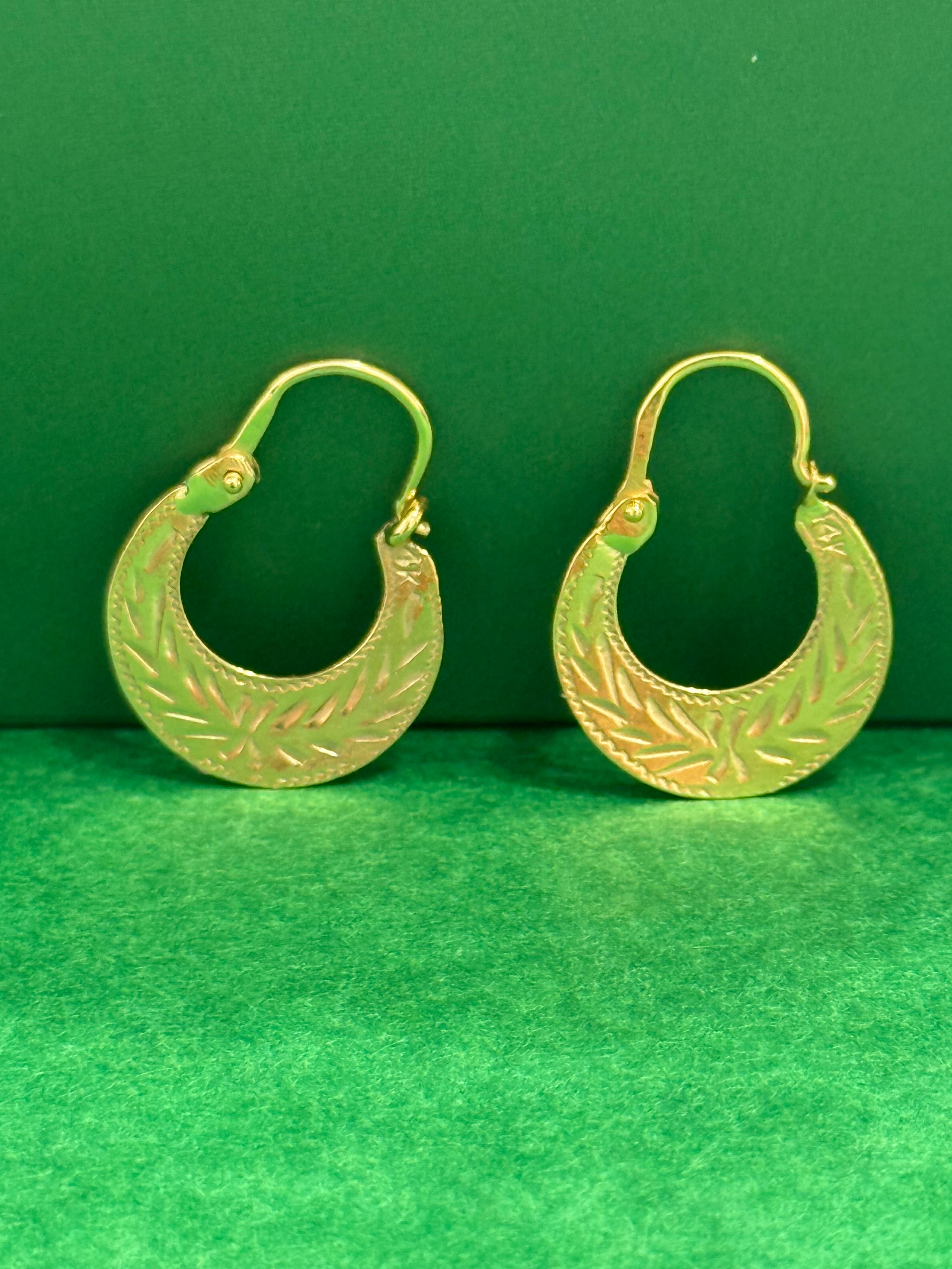 14K REAL GOLD HANDMADE MINI CUBAN HOOP EARRINGS