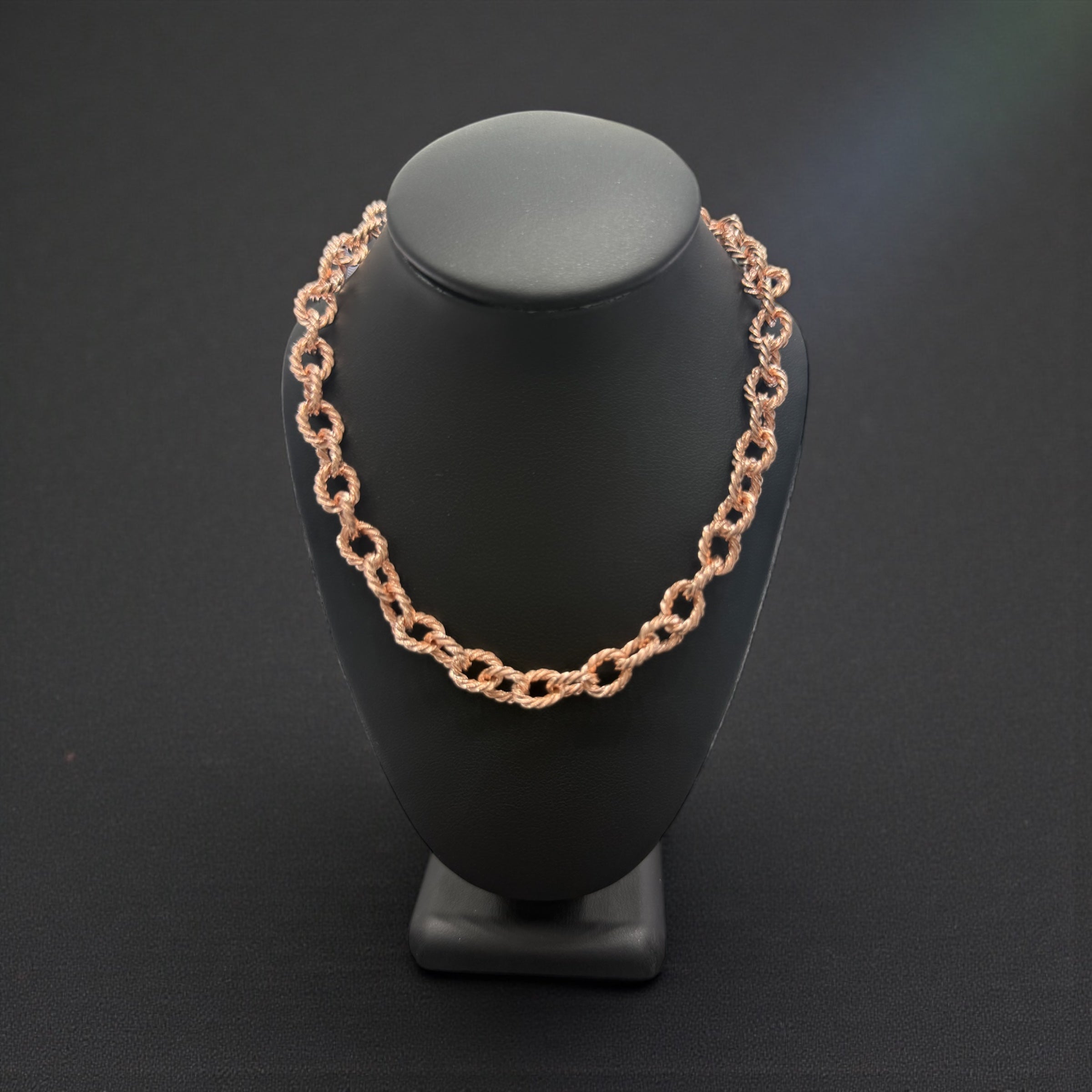 MONEY CHAIN 925 solid sterling silver rose gold 7mm 20” long