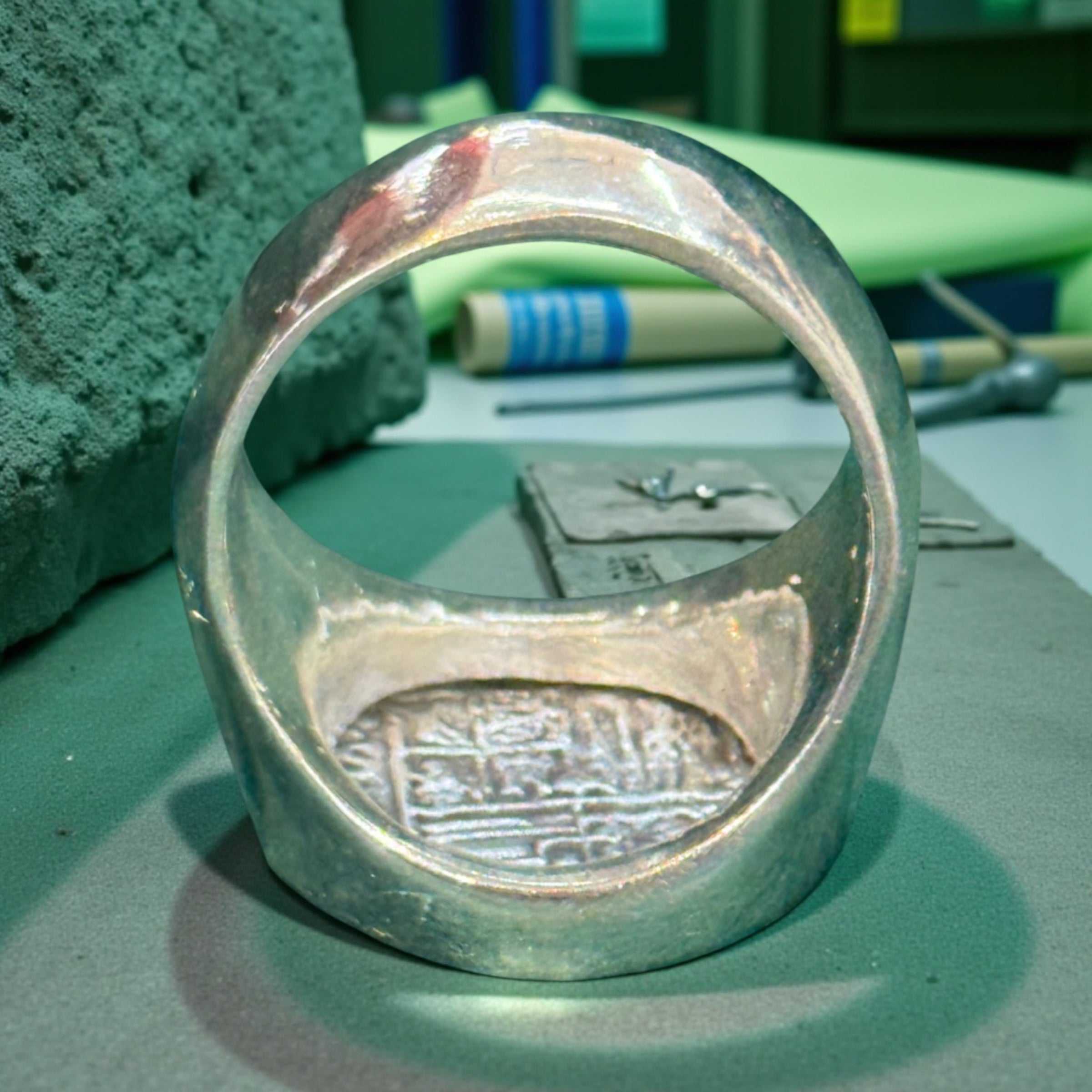 ATOCHA SOLID HEAVY SILVER COIN RING