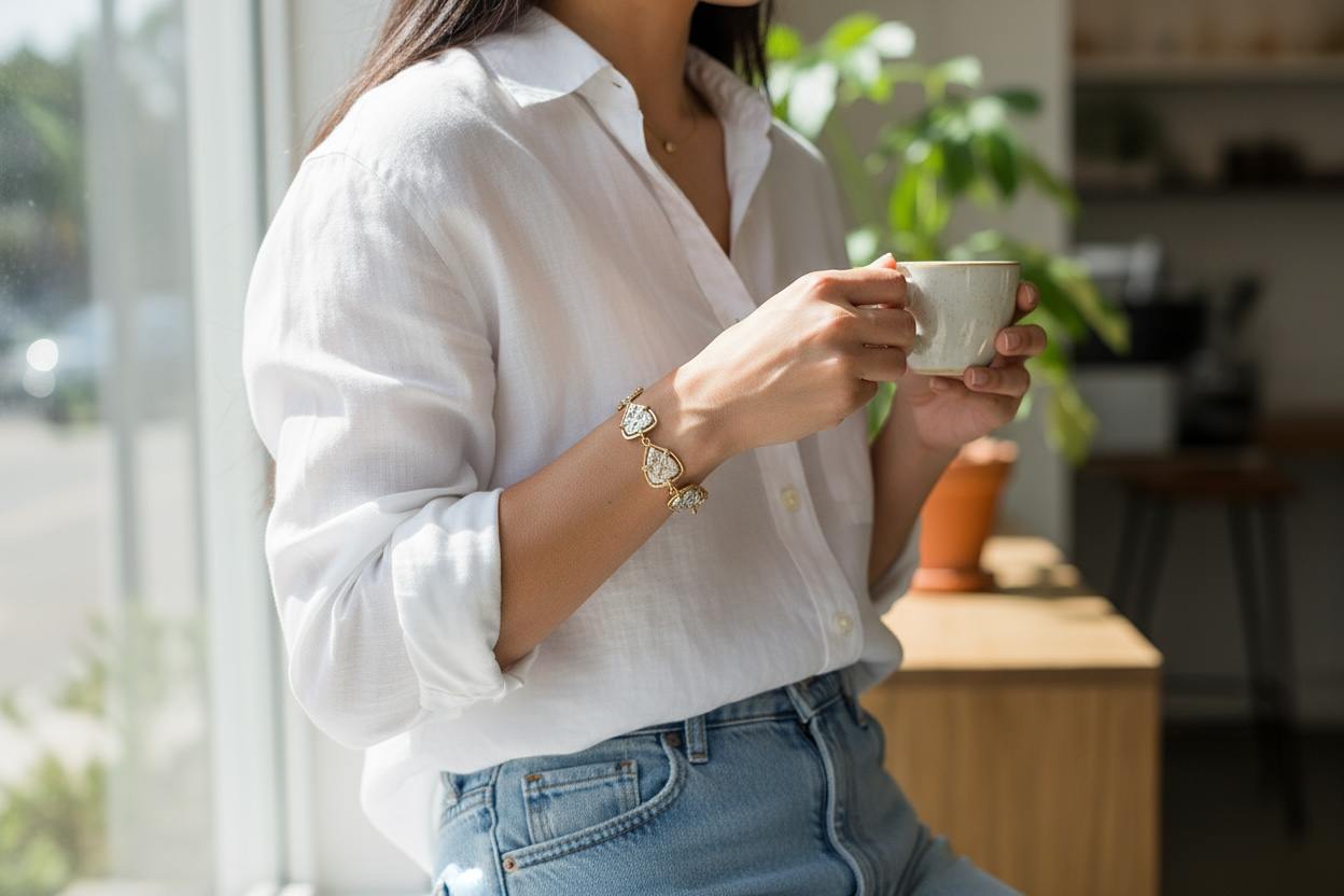 SENORA DE ATOCHA SOLID SILVER COIN BRACELET IN 14K SOLID GOLD BEZEL