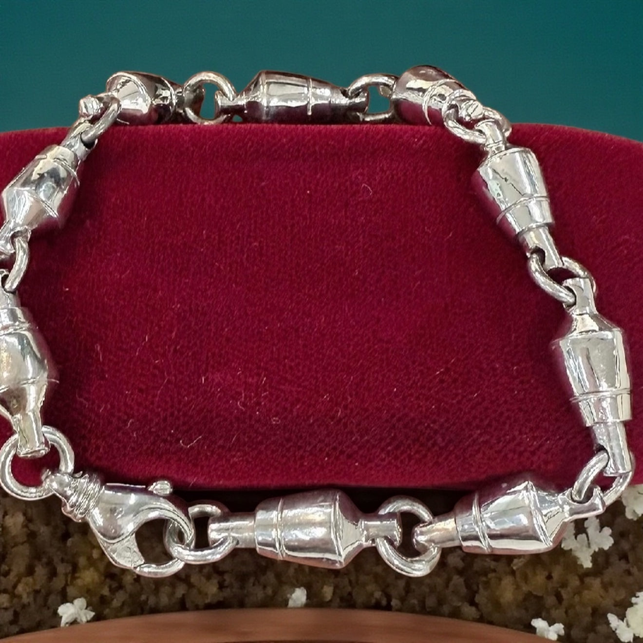 925 ITALIAN SOLID STERLING SILVER HANDMADE HEAVY SWIVEL BRACELET 8MM