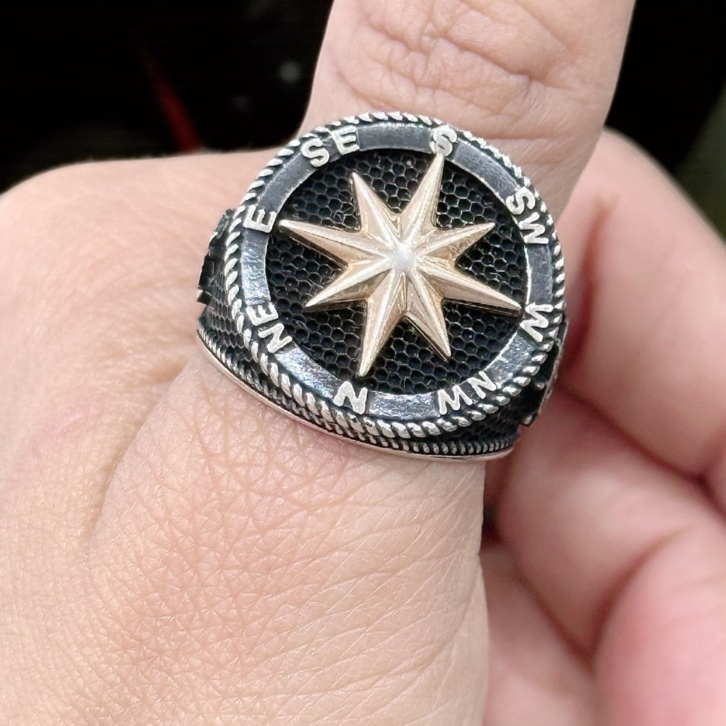 925 Sterling Silver Compass man’s ring