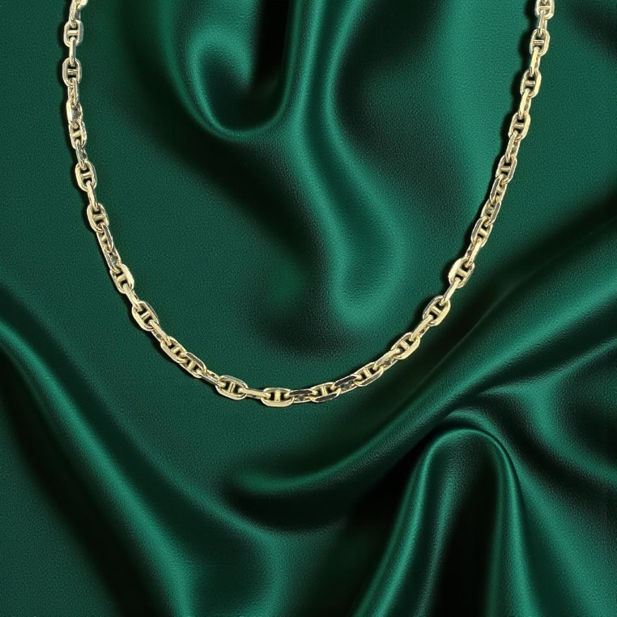 14K SOLID REAL GOLD BEAUTIFUL ANCHOR CHAIN 3MM