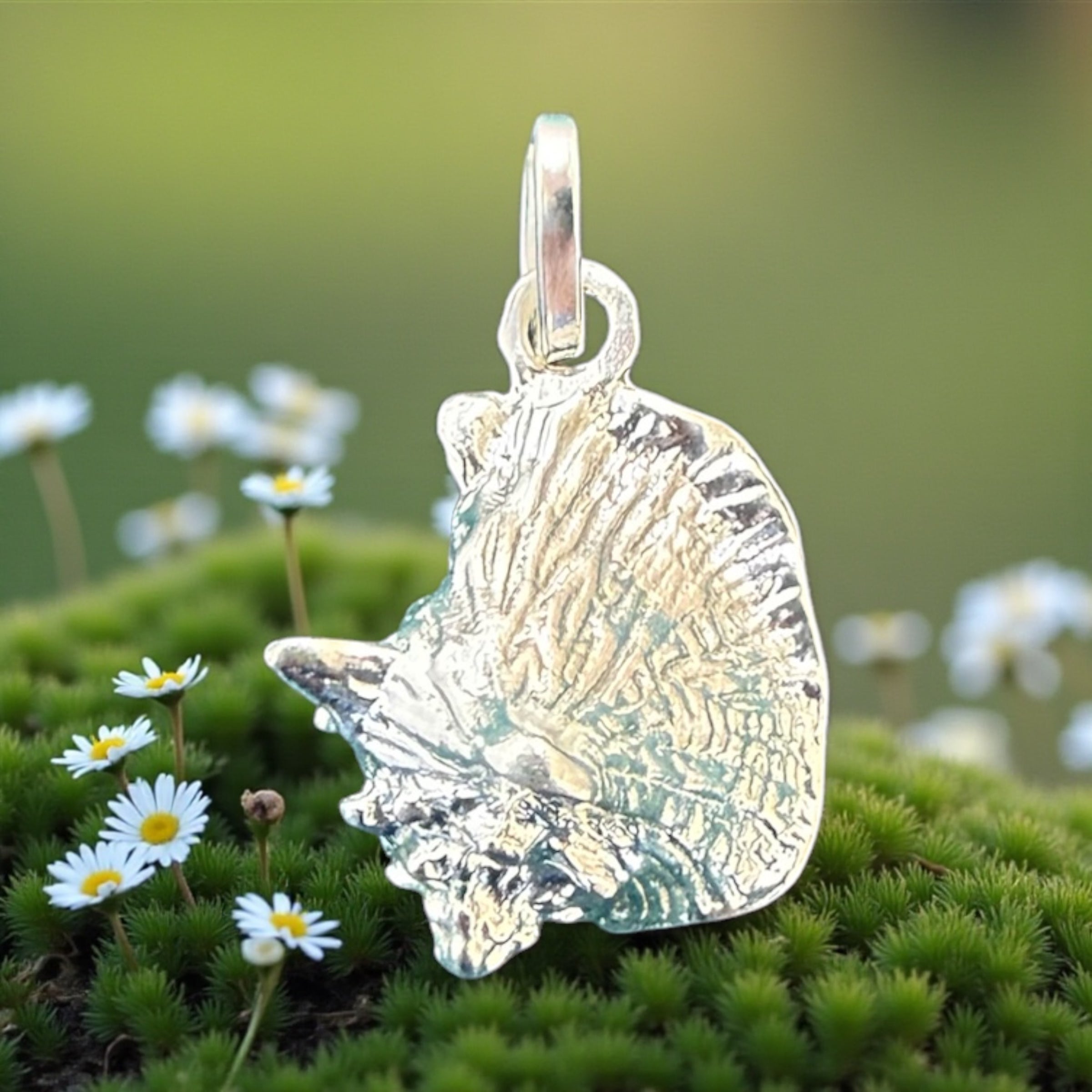 925 sterling silver handmade conch shell pendant